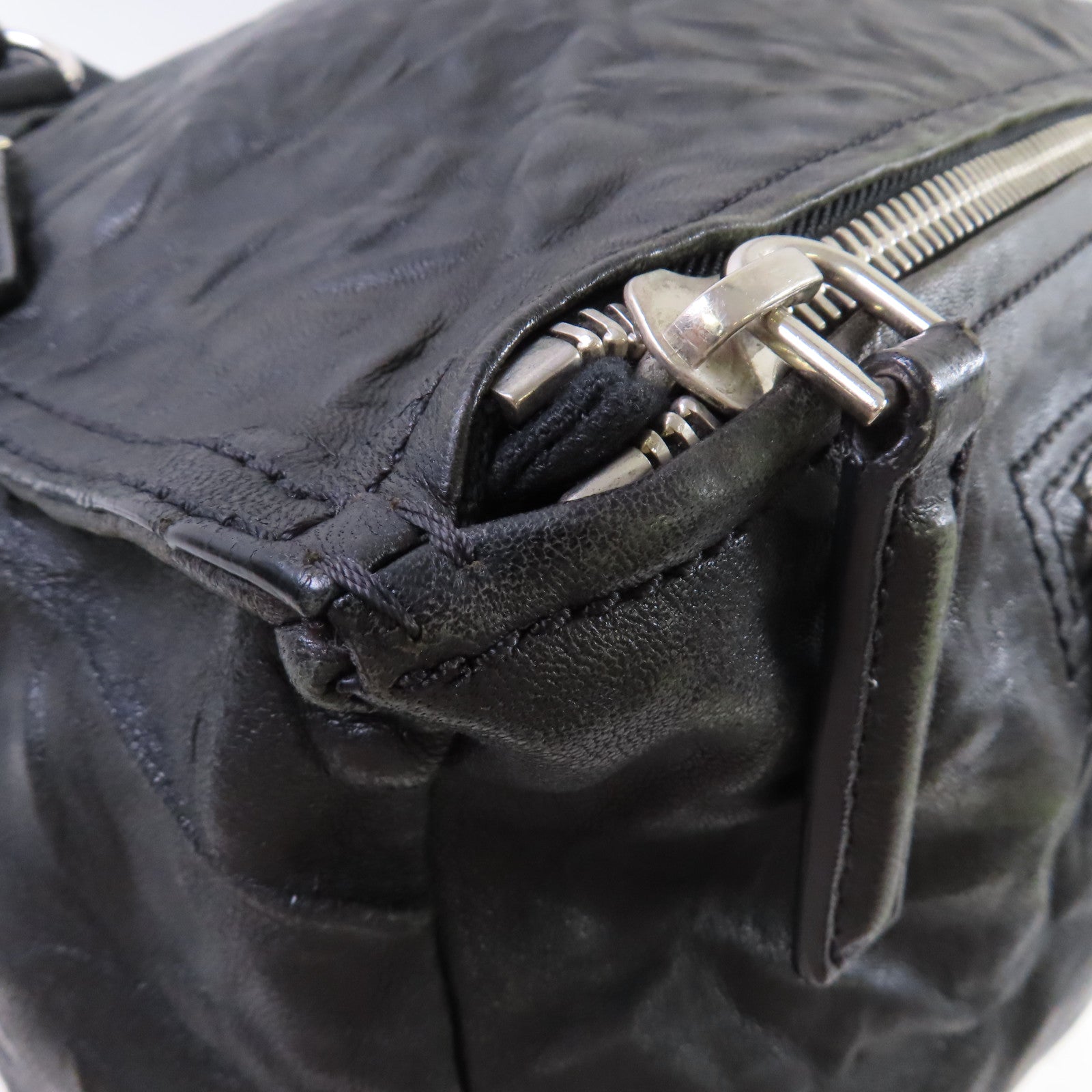 GIVENCHY 皮革Pandora Shoulder Bag銀扣手挽肩背兩用袋黑色