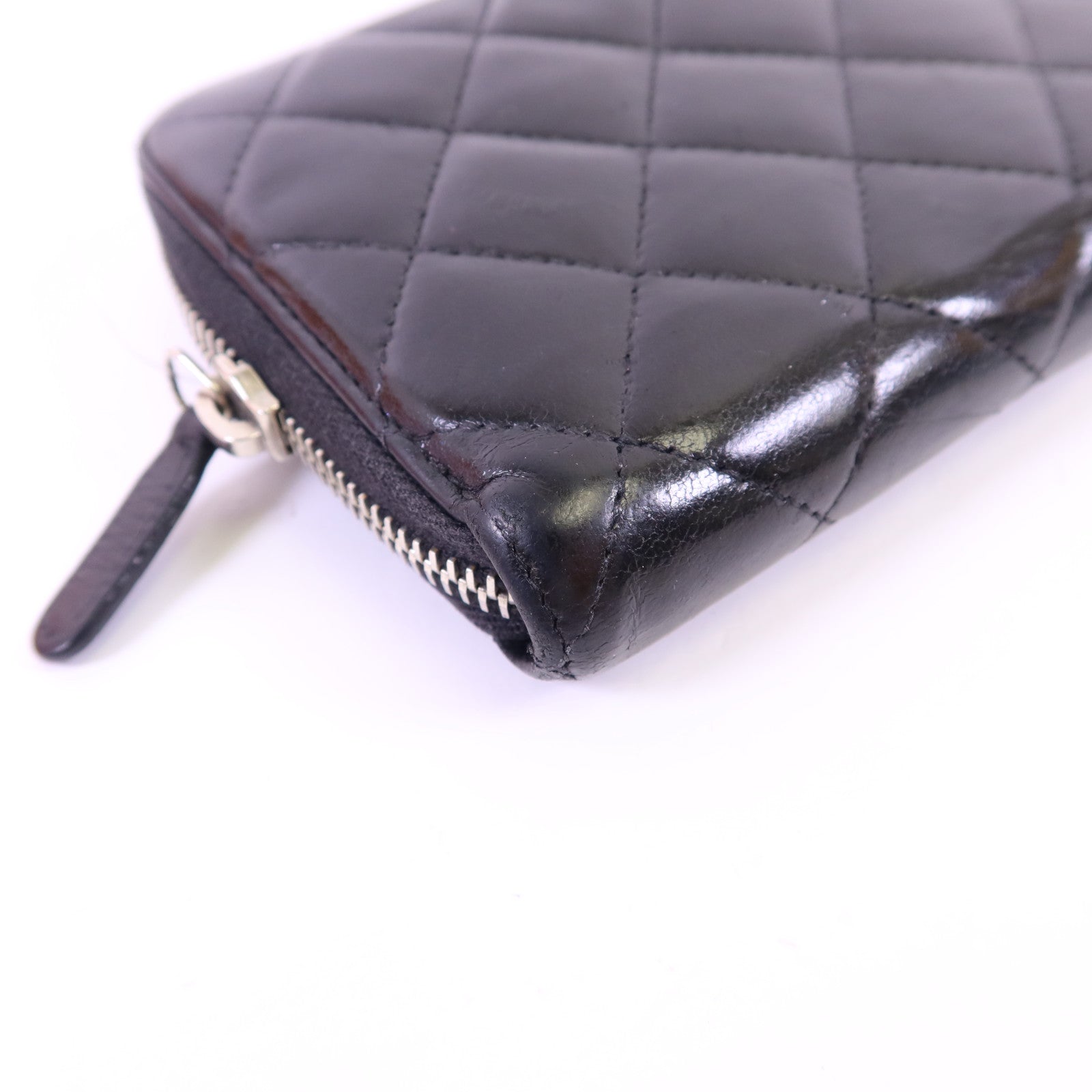 CHANEL 羊皮皮革Long Wallet銀扣長錢包