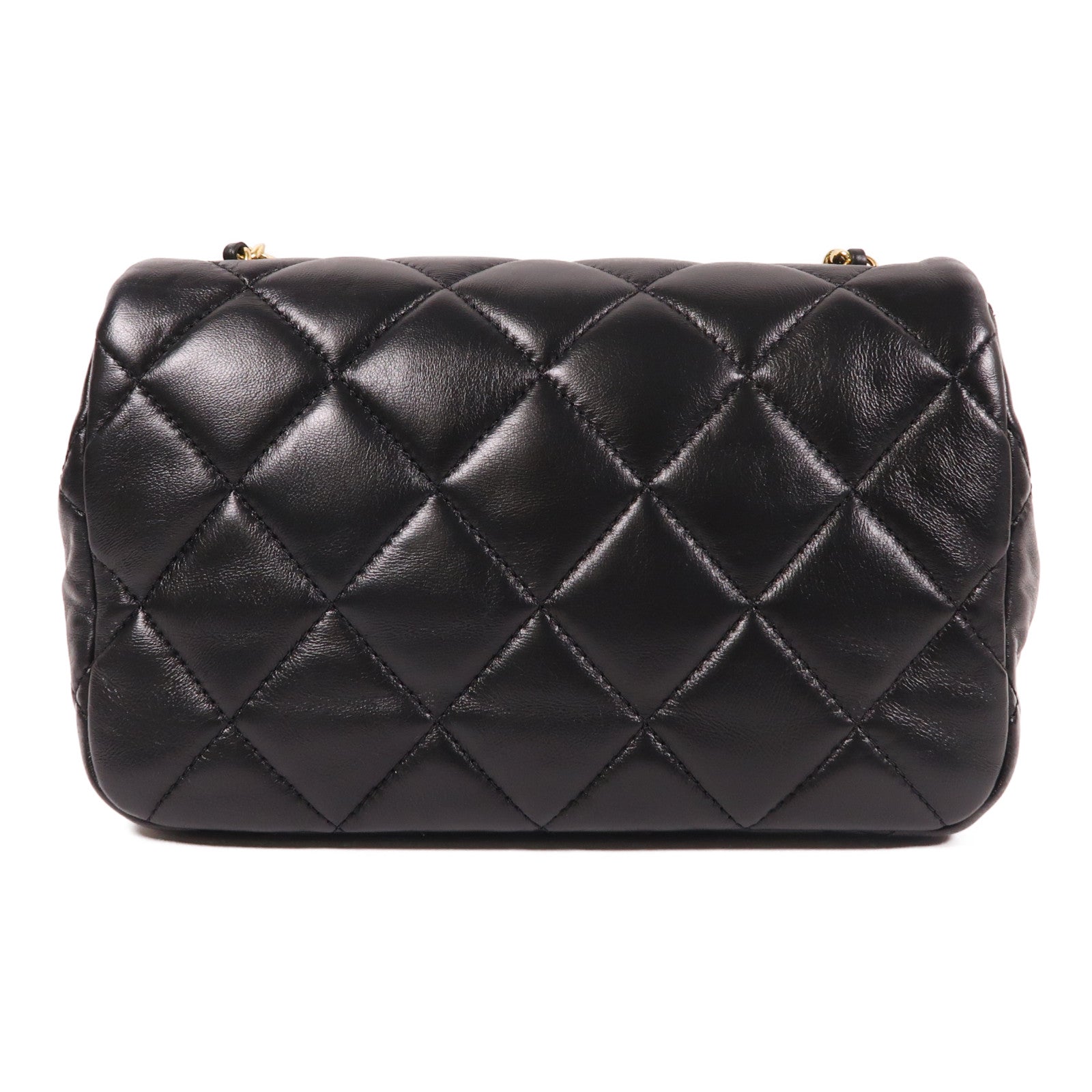 CHANEL 羊皮皮革Chain Shoulder金扣肩背袋黑色