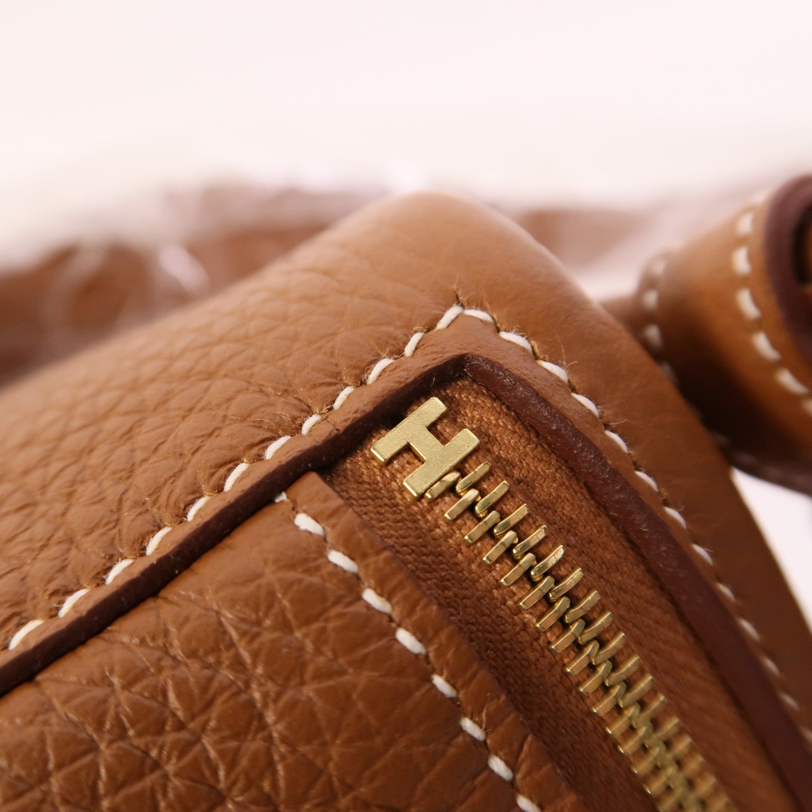 HERMES Clemence皮革Mini Lindy金扣手挽肩背兩用袋Gold