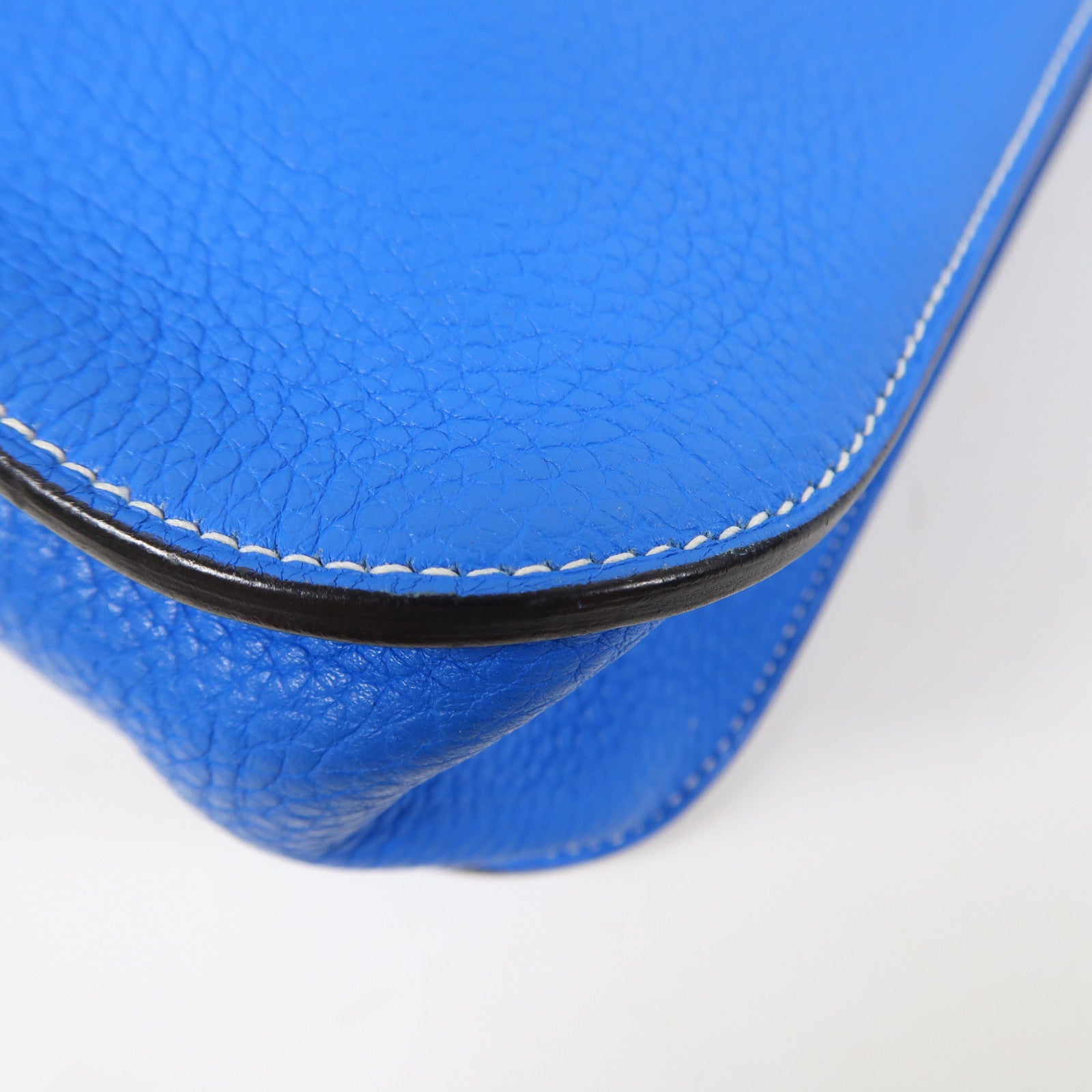 HERMES Clemence皮革Halzan 31銀扣手挽肩背兩用袋Bleu Zanzibar/藍色