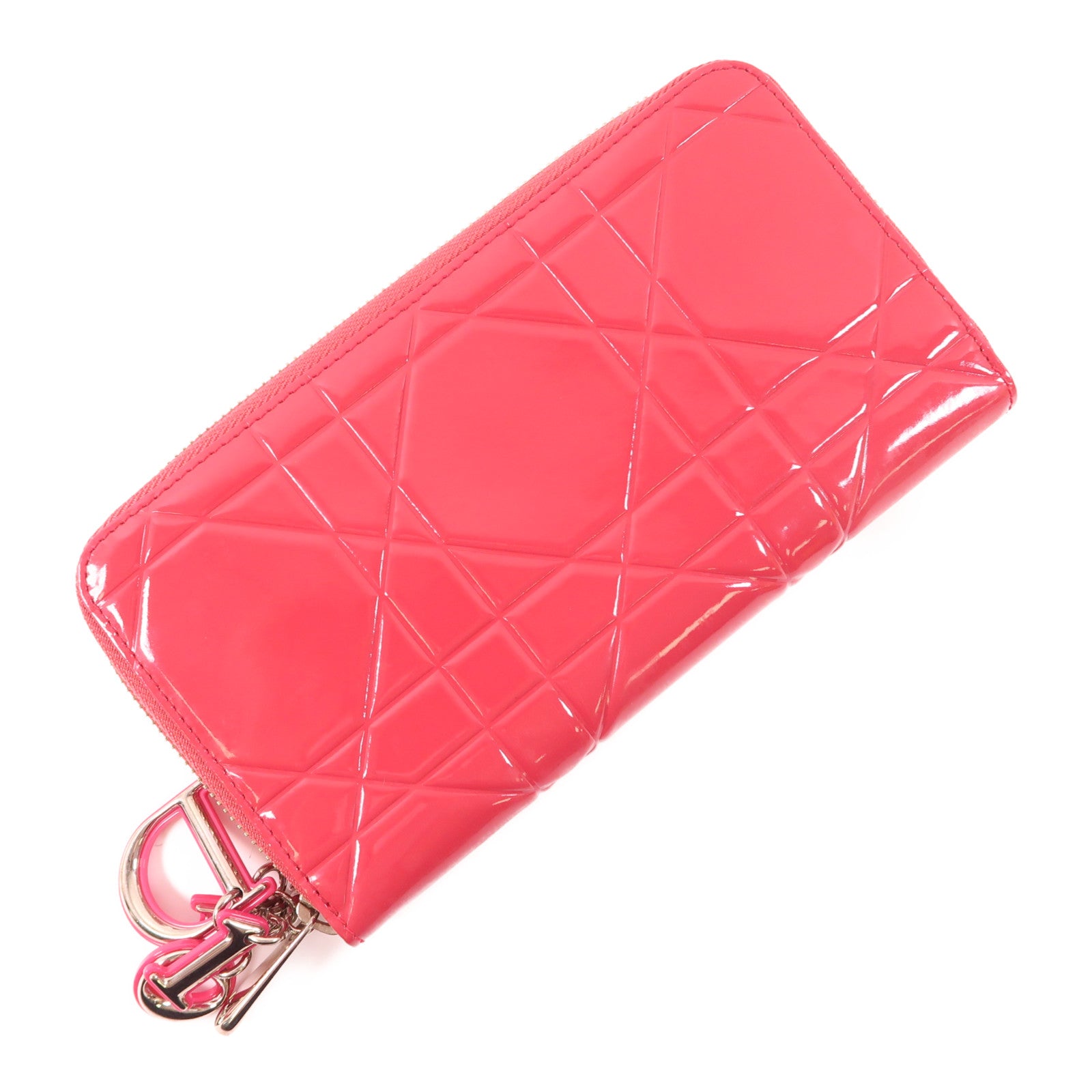 Dior CD SHW Long Wallet Patent Leather Pink