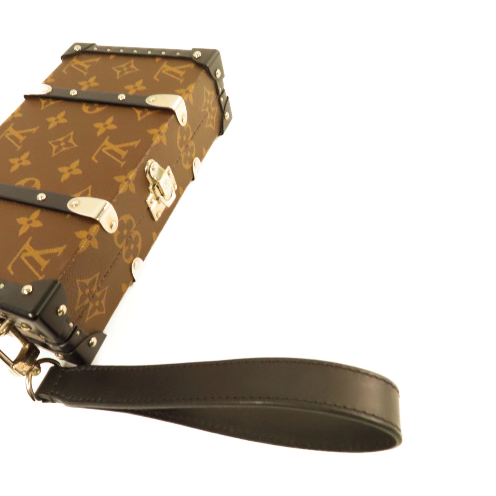 LOUIS VUITTON 【均一特價】Monogram Macassar Wallet Trunk Clutch Pouch銀扣手拿包啡色/黑色