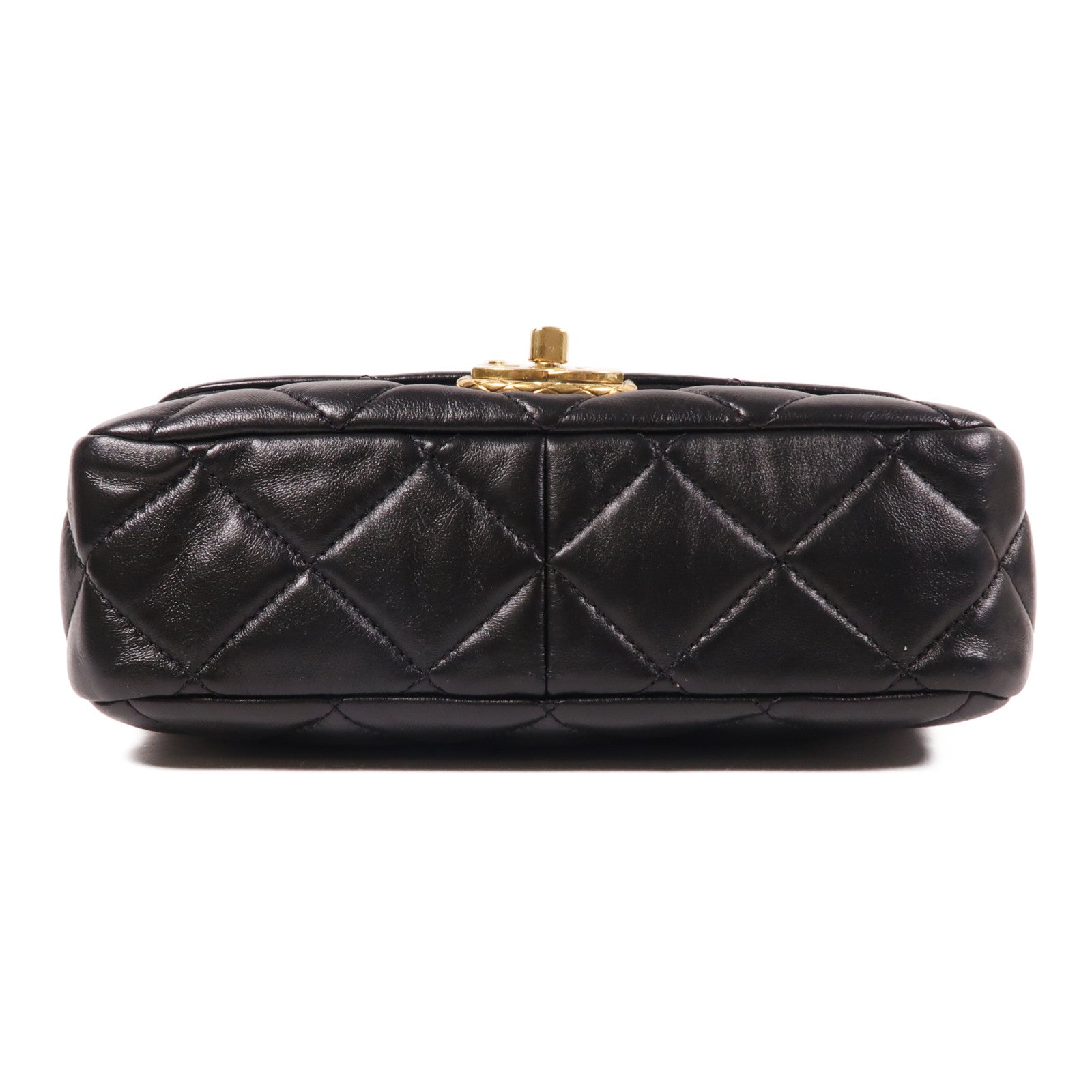 CHANEL 羊皮皮革Chain Shoulder金扣肩背袋黑色