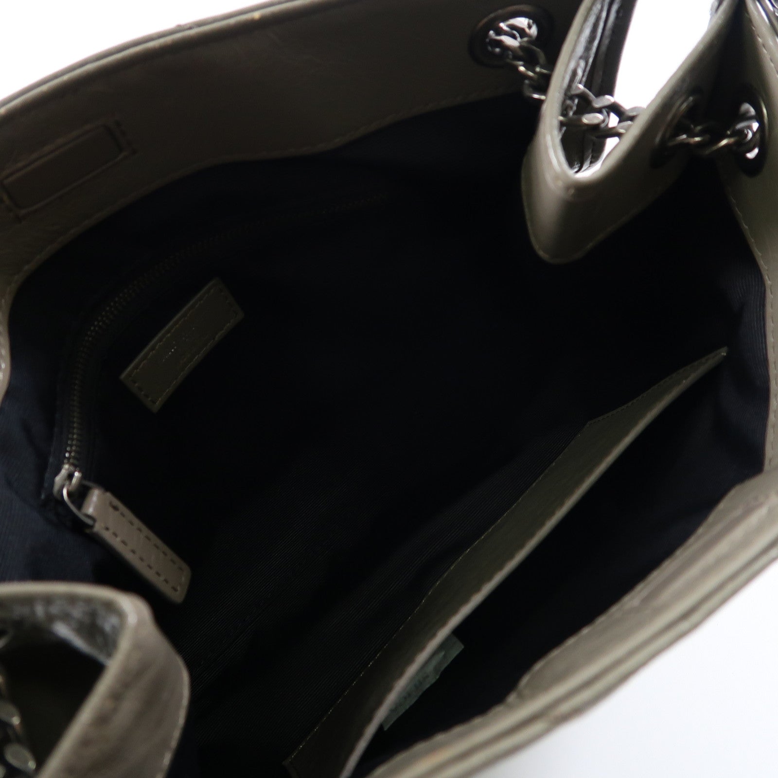 SAINT LAURENT 牛皮皮革Niki Shoulder Bag銀扣鏈帶肩背袋米色