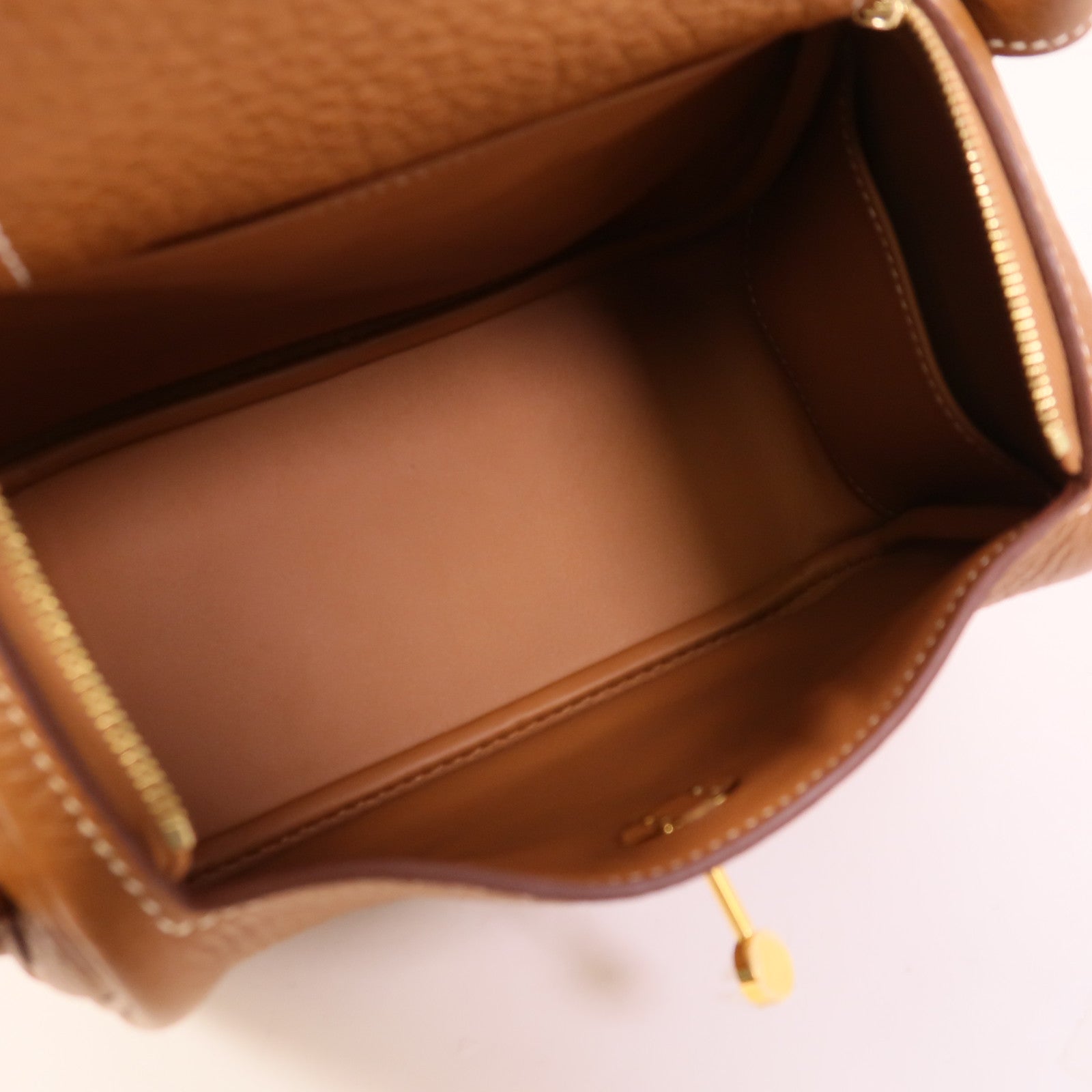 HERMES Clemence皮革Mini Lindy金扣手挽肩背兩用袋Gold