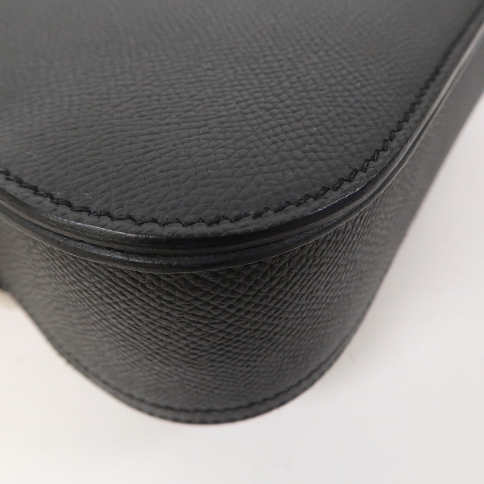 HERMES Epsom皮革Mini Della Cavalleria Bag銀扣肩背袋黑色