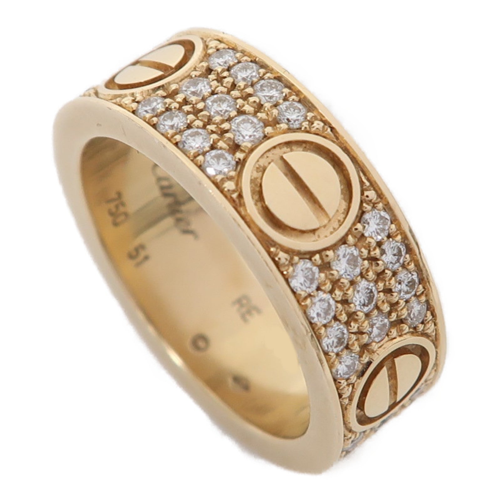 CARTIER 18K金Love Ring Diamond Paved戒指US#5.75 #51