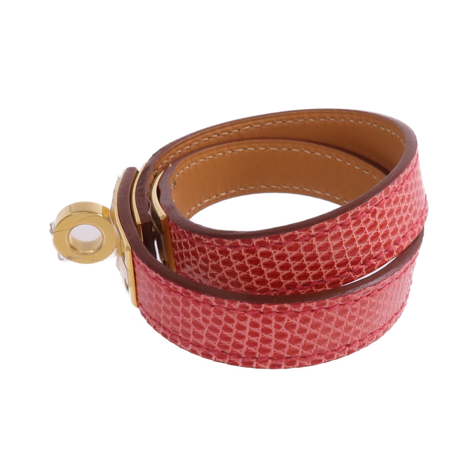 HERMES 【激減優惠】Lizard皮革Kelly Double Tour Bracelet金扣手帶