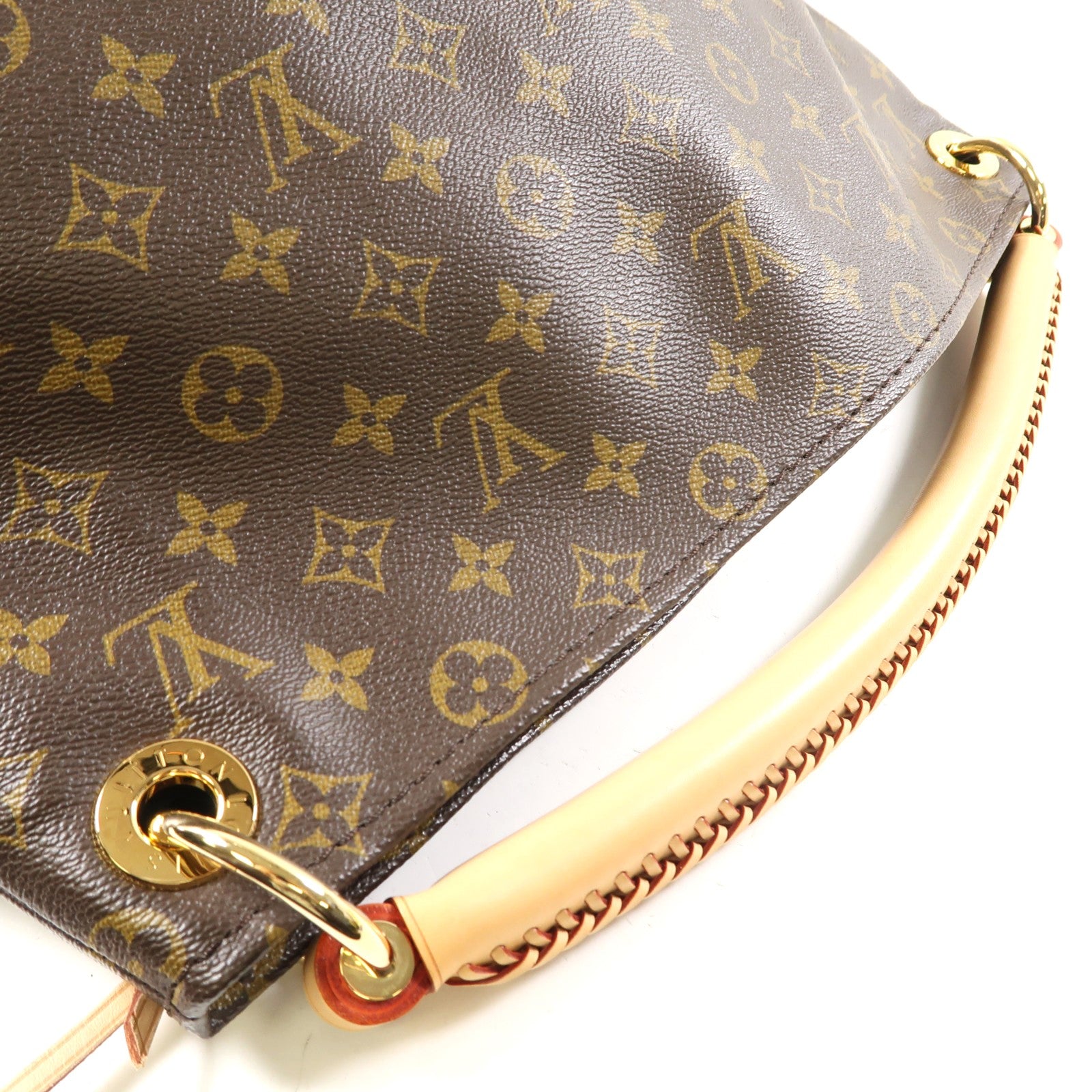 LOUIS VUITTON Monogram Artsy MM金扣肩背袋棕色