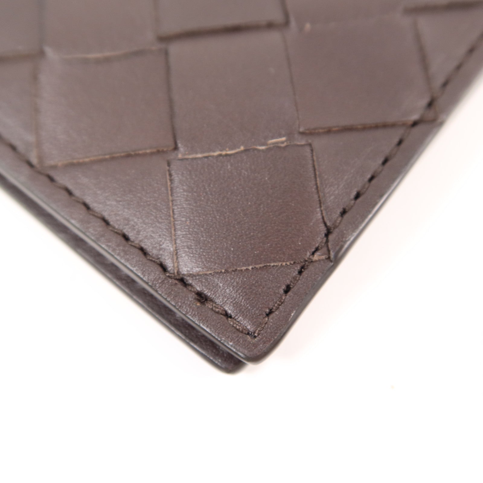 BOTTEGA VENETA BV Flap Card Case Calfskin Leather Dark Brown