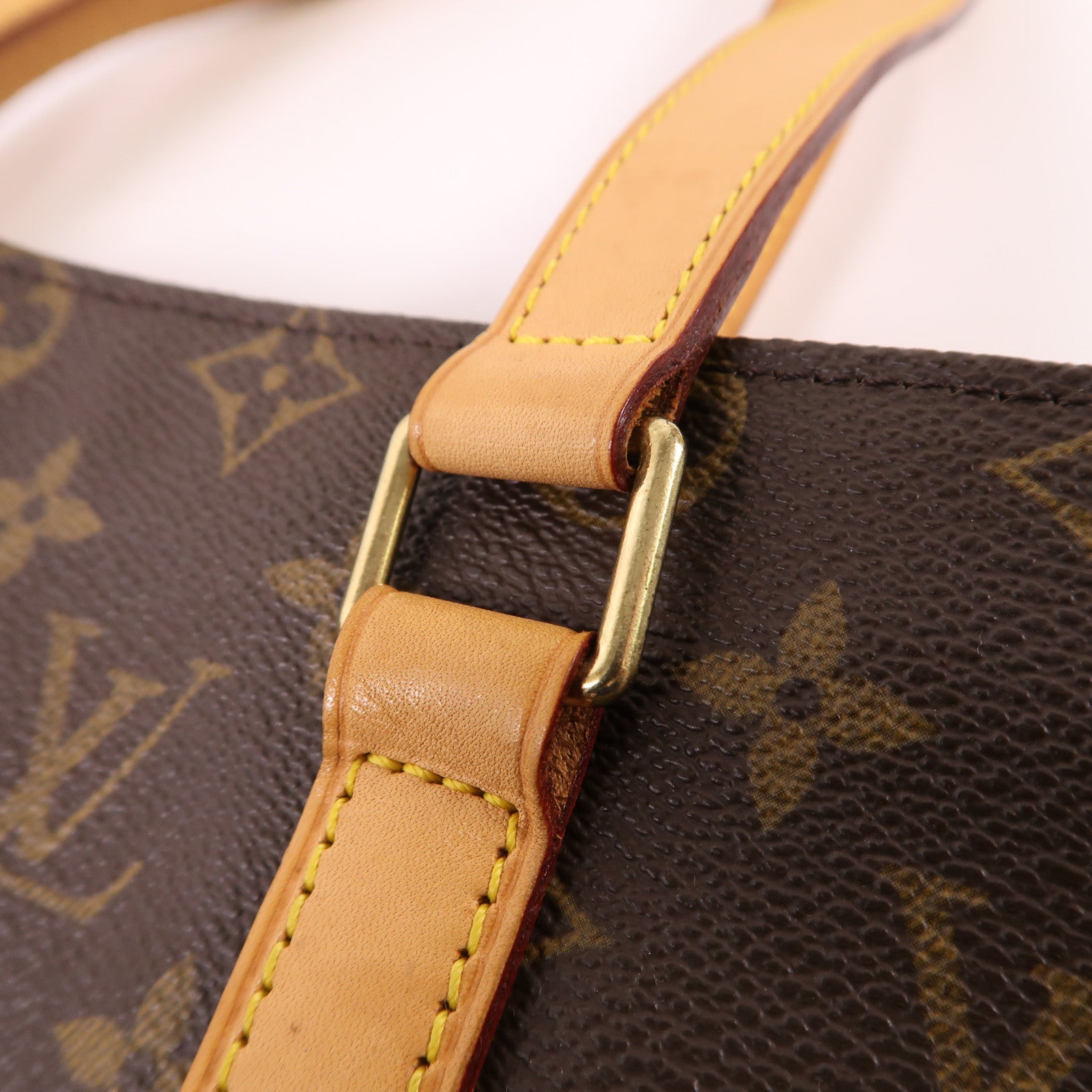 LOUIS VUITTON Monogram Cabas Mezzo金扣肩背袋棕色
