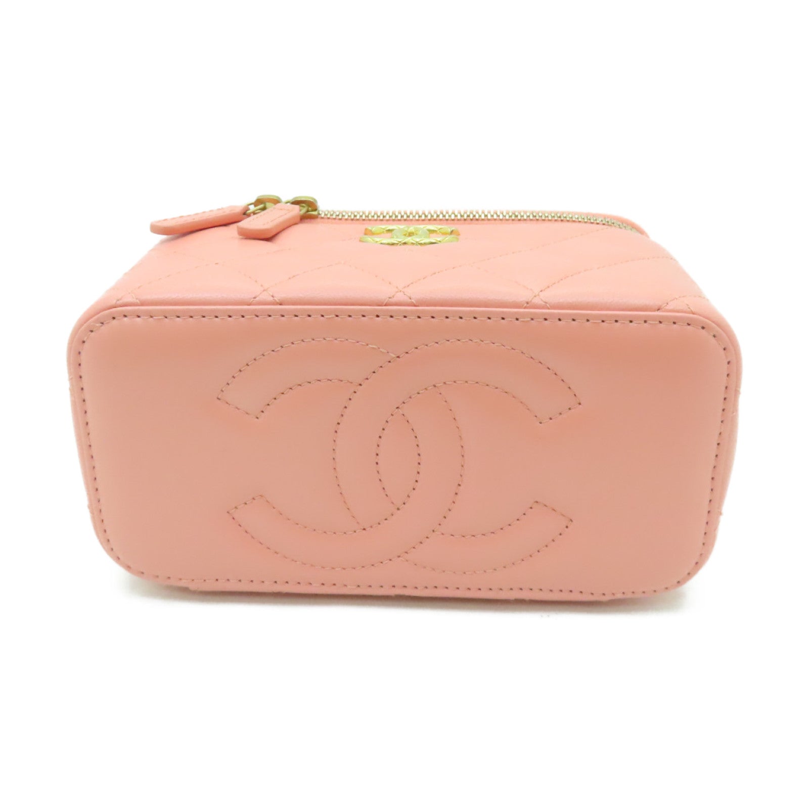 CHANEL 【激減優惠】菱格羊皮皮革Vanity Case金扣鏈帶肩背袋粉紅色