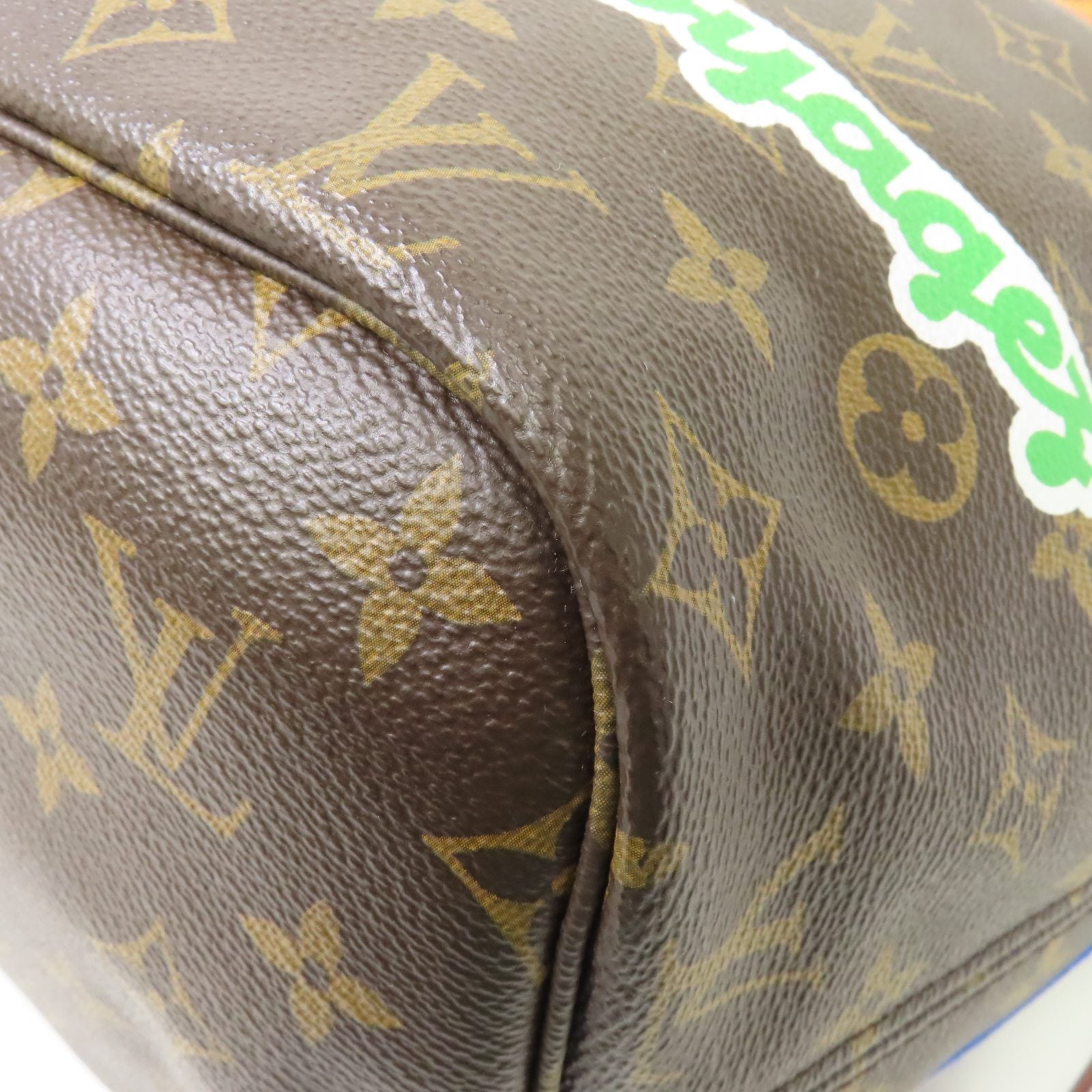 LOUIS VUITTON Monogram Neverfull MM金扣手挽袋棕色