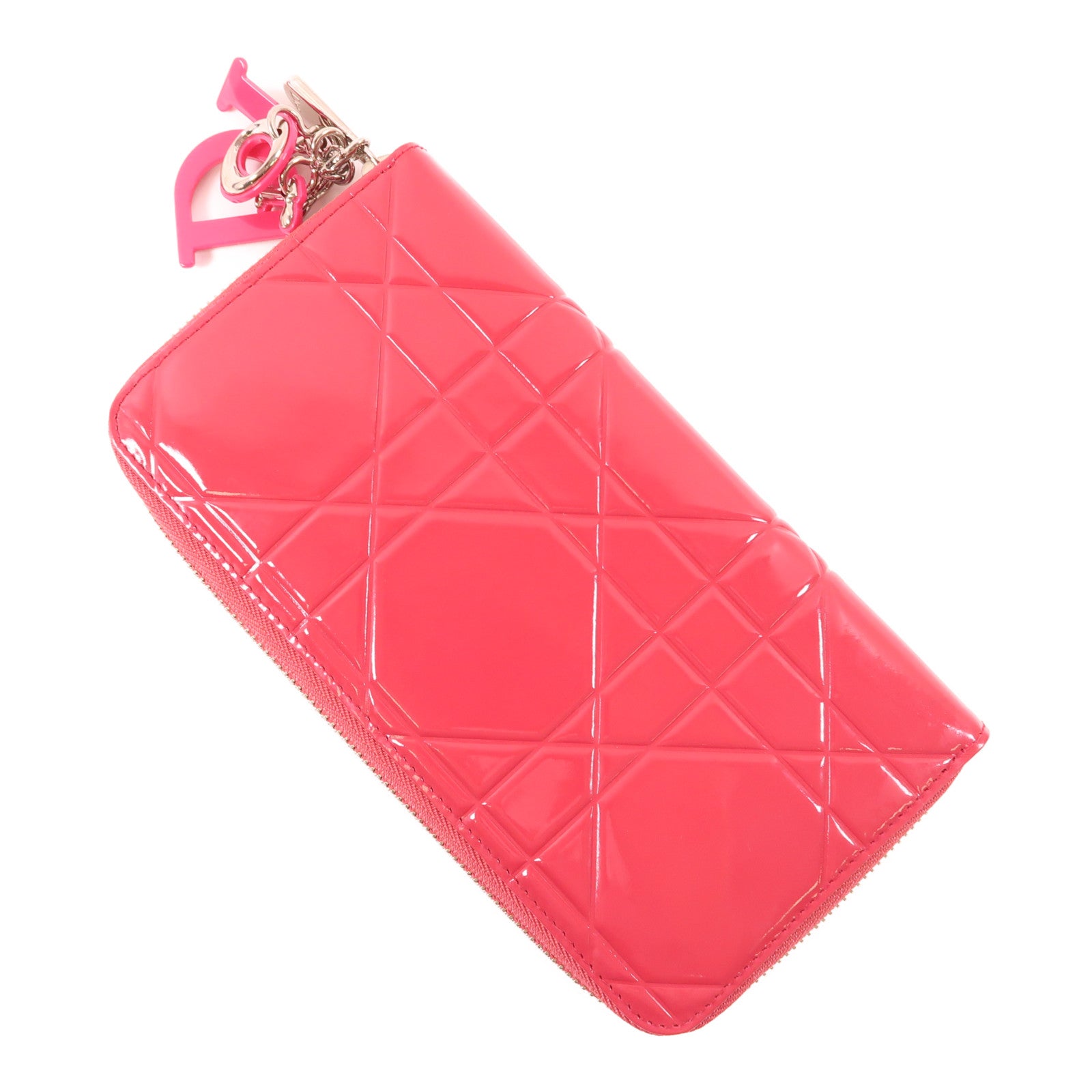 Dior CD SHW Long Wallet Patent Leather Pink