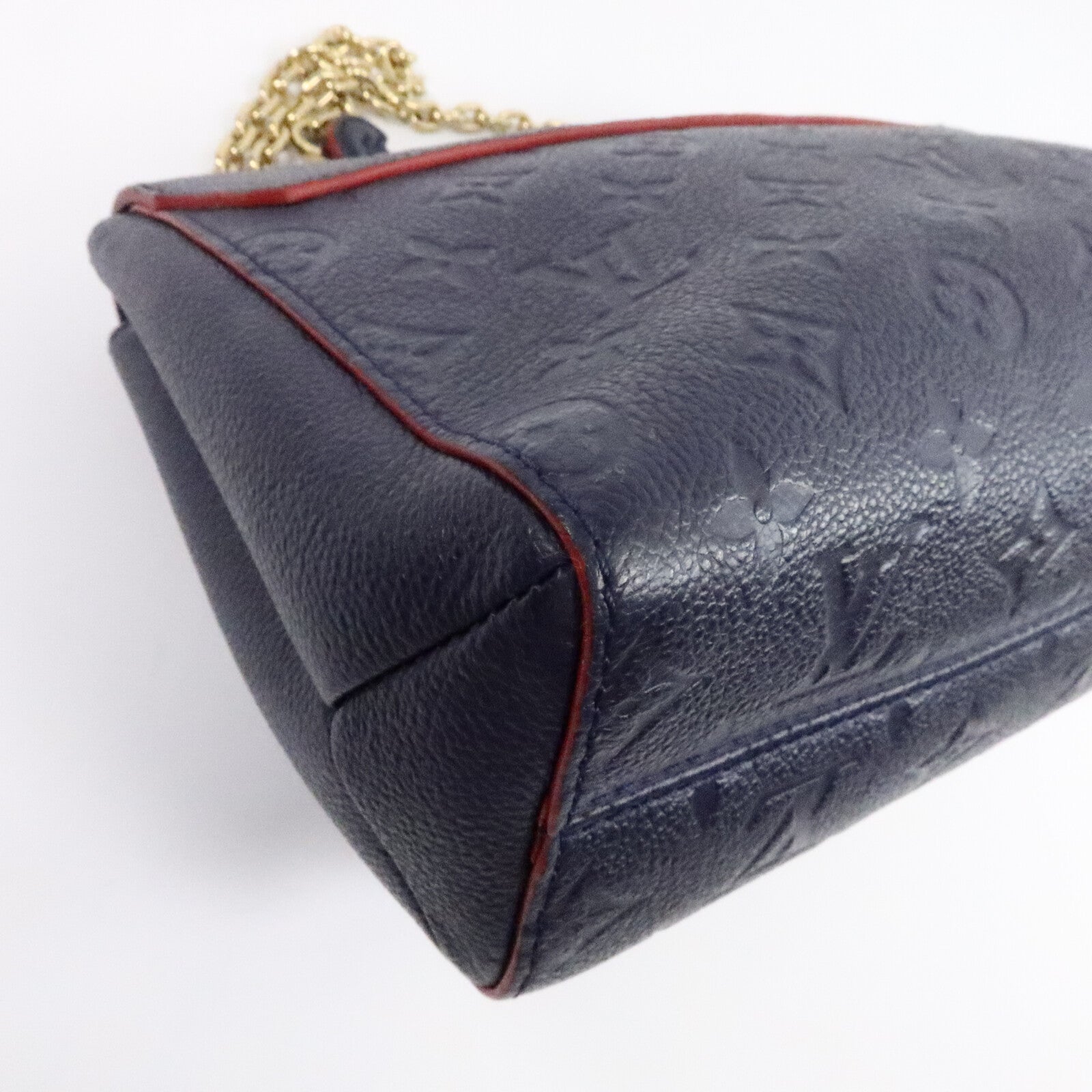 LOUIS VUITTON Monogram Empreinte Vavin PM金扣肩背袋深藍色