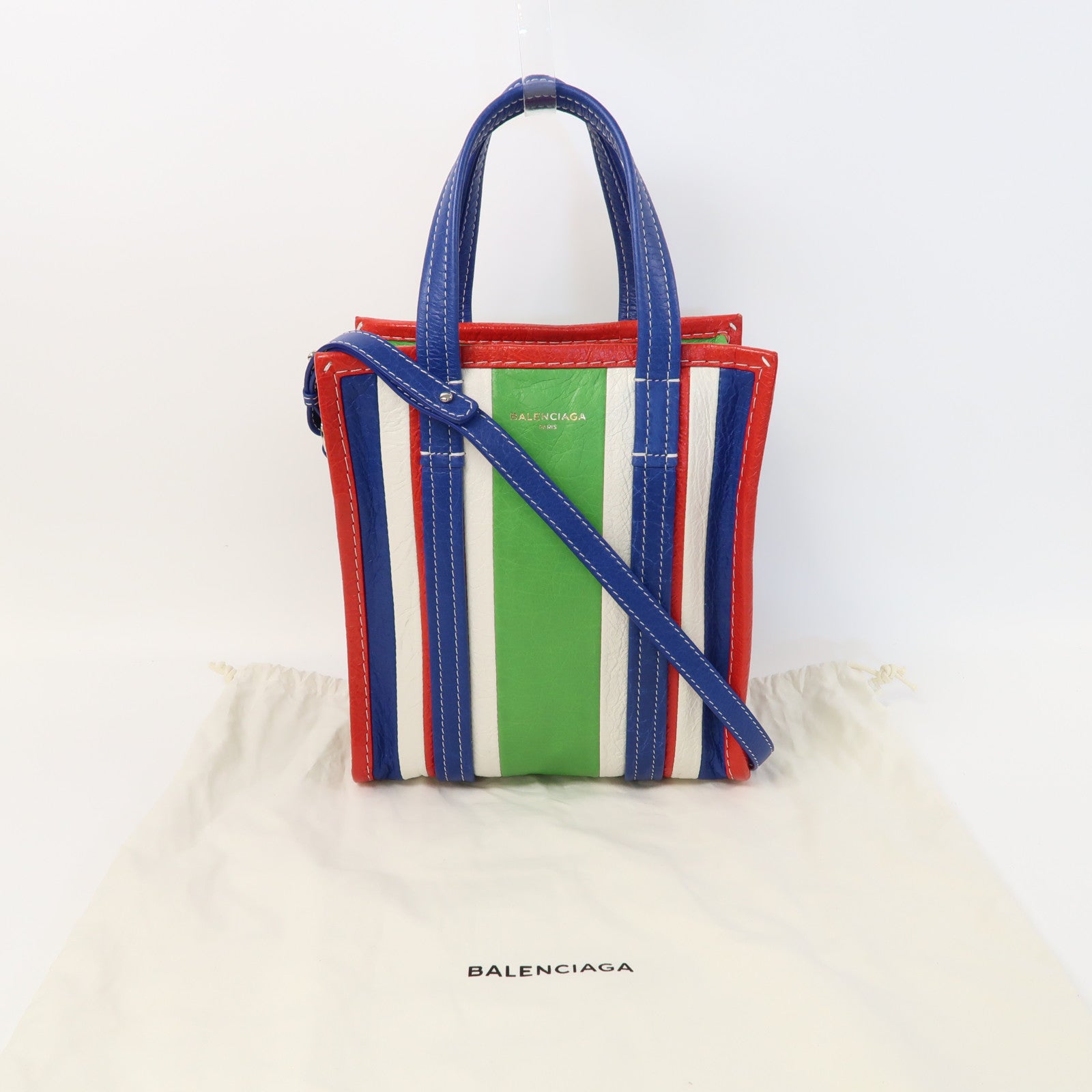 BALENCIAGA 【激減優惠】牛皮皮革Bazar Shopper XS Shoulder Bag銀扣手挽肩背兩用袋紅色/藍色/白色/綠色