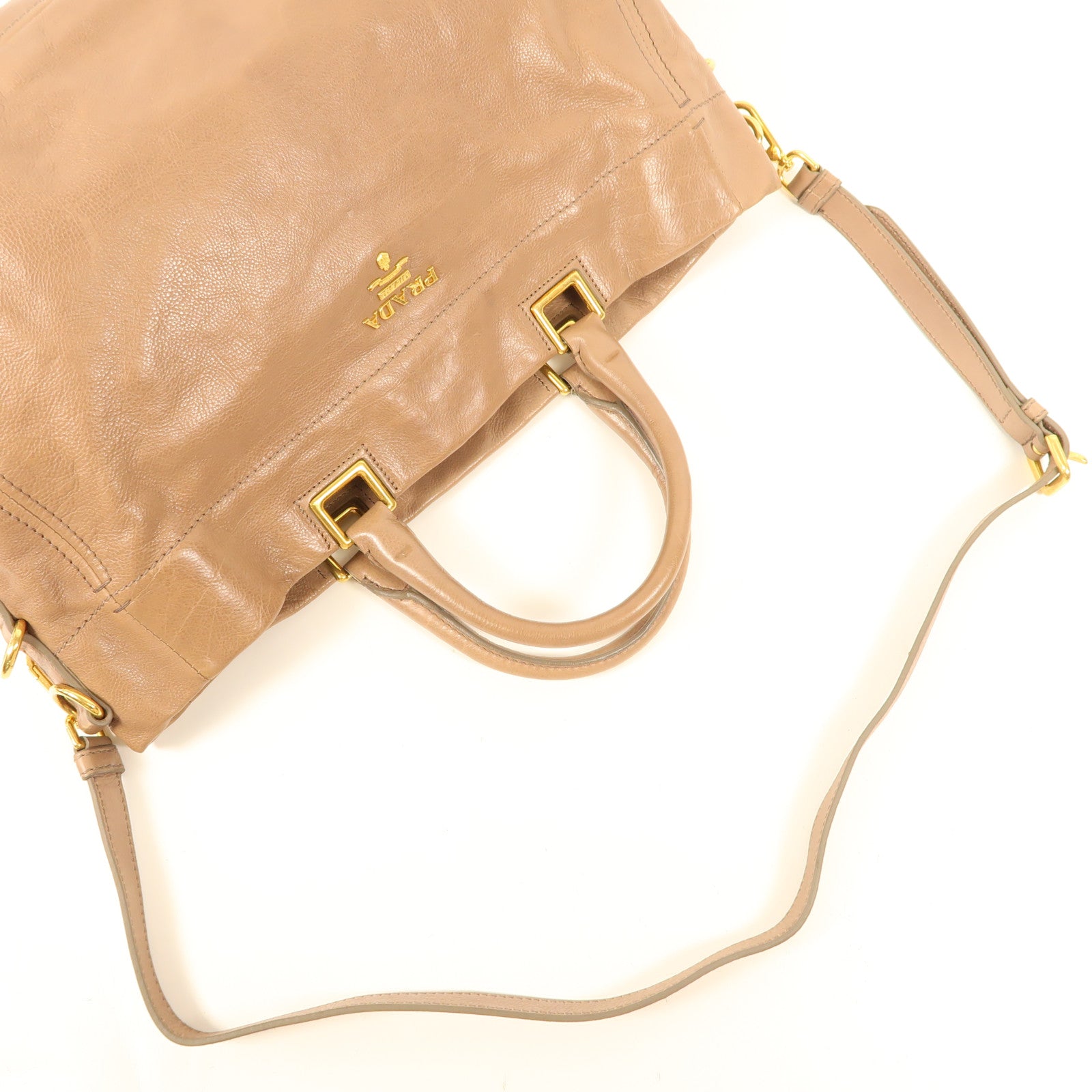 PRADA 牛皮皮革2 Way Shoulder Bag金扣手挽肩背兩用袋