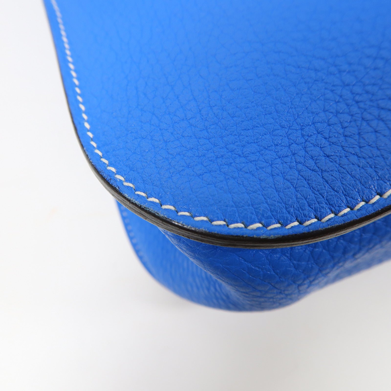 HERMES Clemence皮革Halzan 31銀扣手挽肩背兩用袋Bleu Zanzibar/藍色
