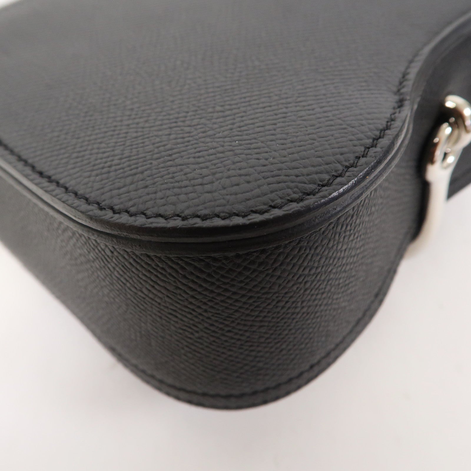 HERMES Epsom皮革Mini Della Cavalleria Bag銀扣肩背袋黑色