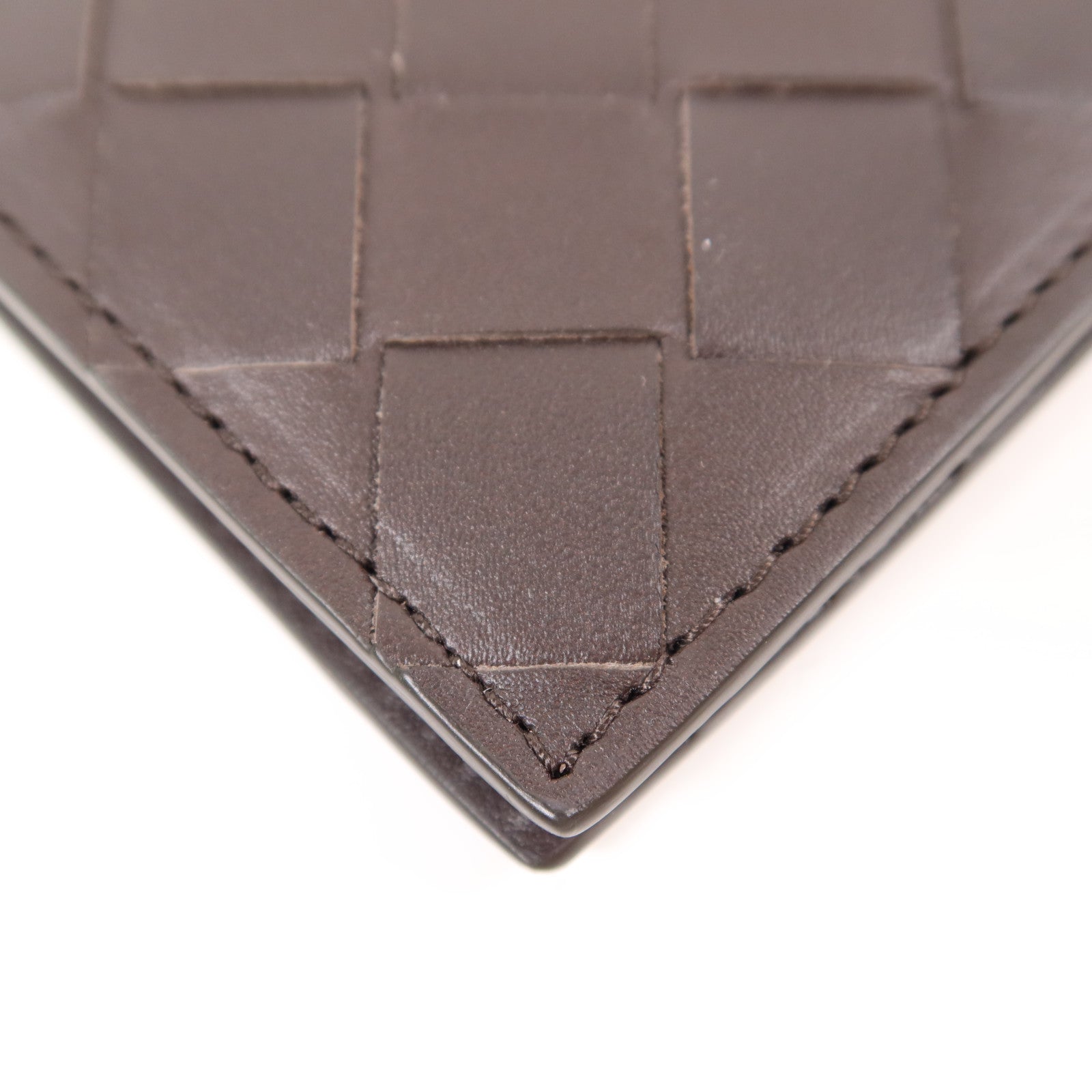 BOTTEGA VENETA BV Flap Card Case Calfskin Leather Dark Brown