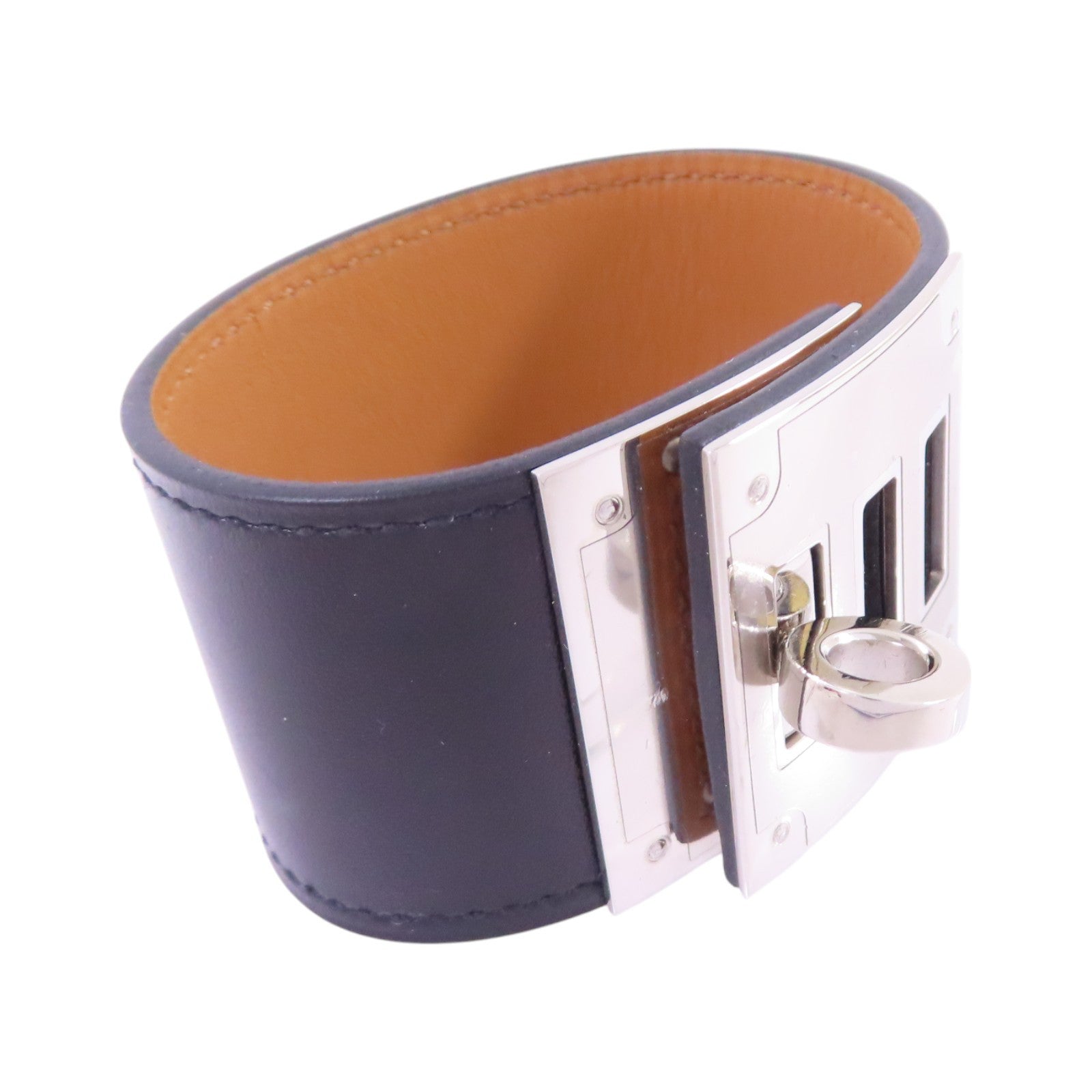 HERMES Box皮革Kelly Dog Bangle銀扣手鐲