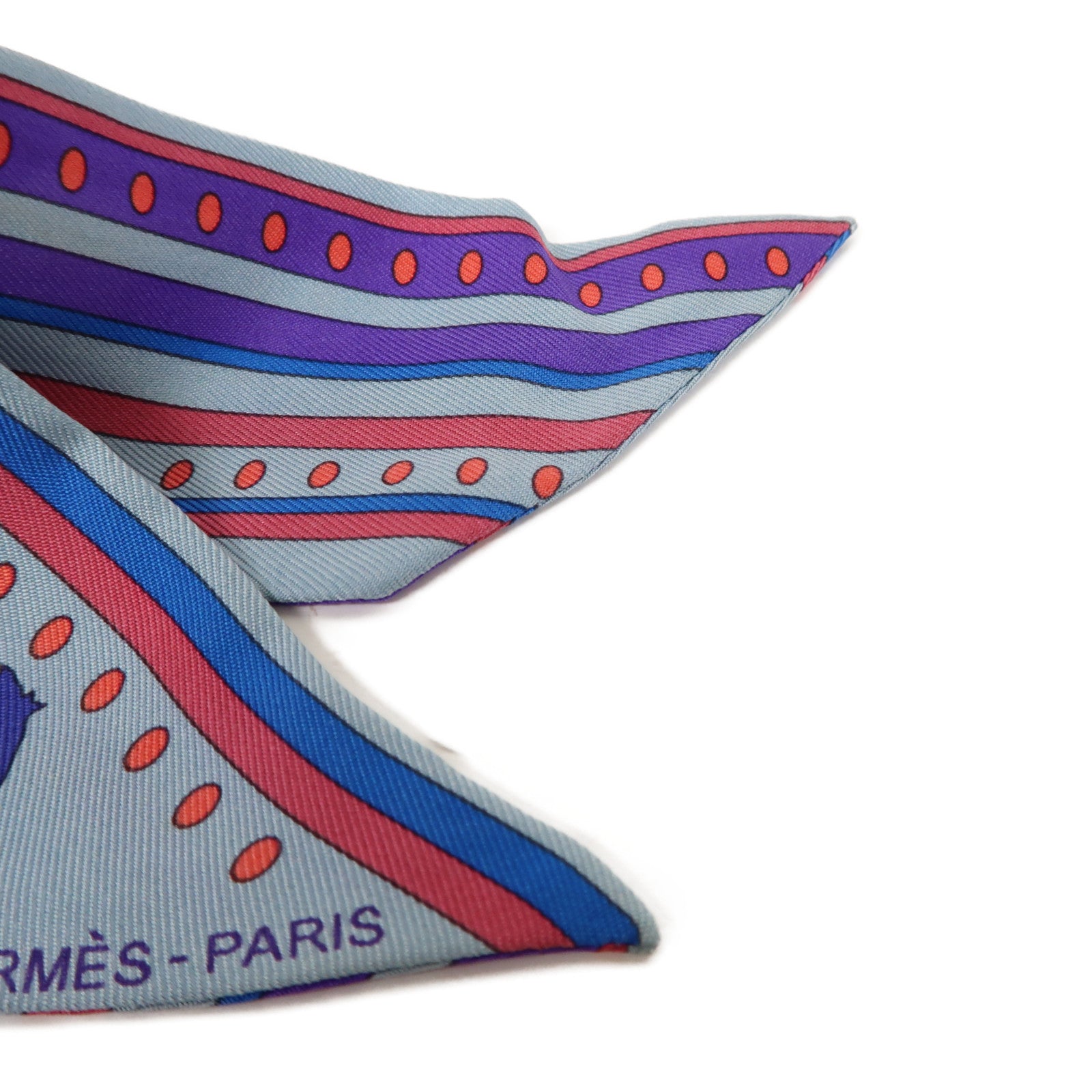 HERMES 絲質Twilly絲巾藍色