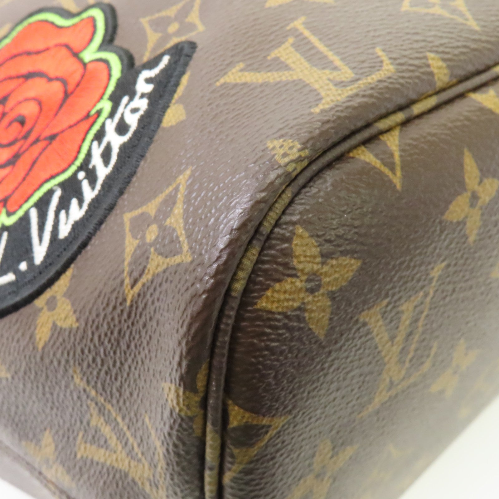 LOUIS VUITTON Monogram Neverfull MM金扣手挽袋棕色
