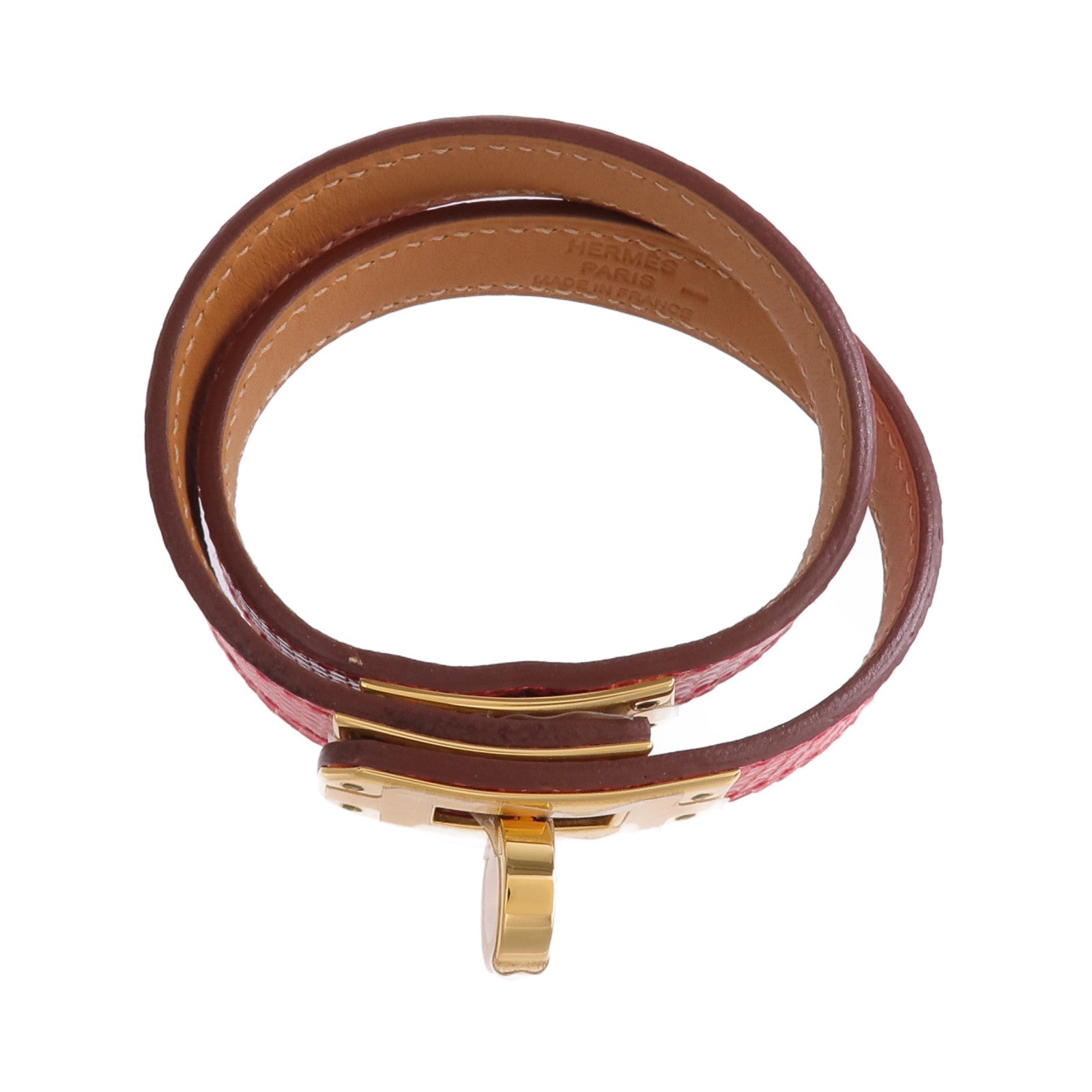 HERMES 【激減優惠】Lizard皮革Kelly Double Tour Bracelet金扣手帶