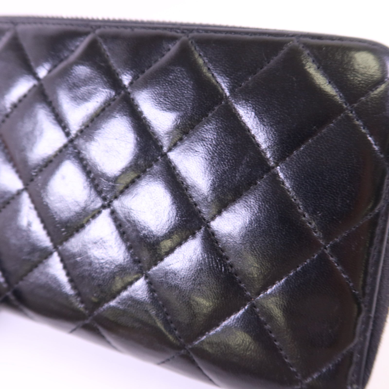 CHANEL 羊皮皮革Long Wallet銀扣長錢包
