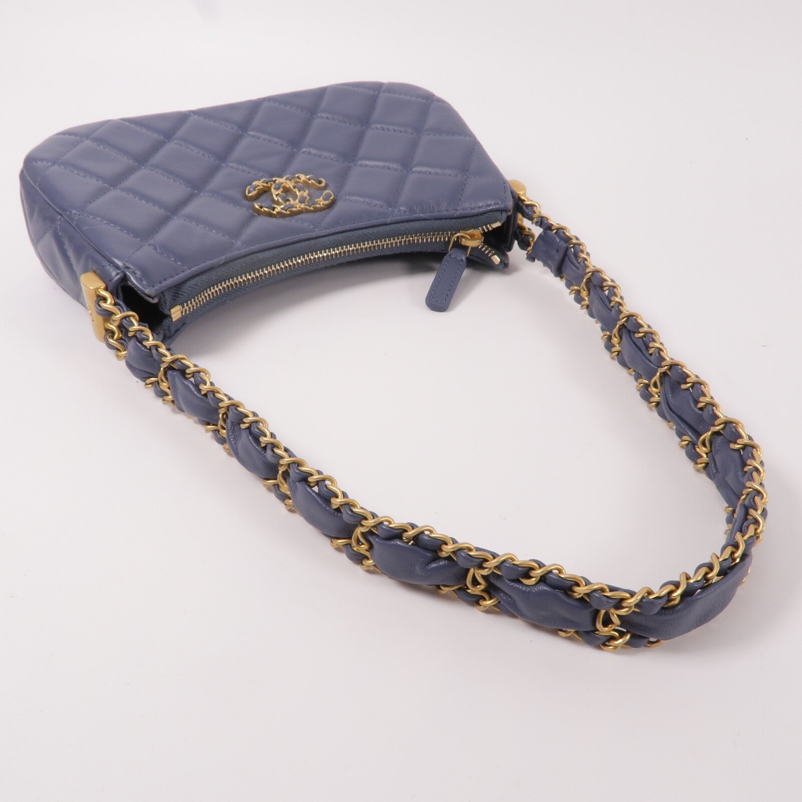 CHANEL 羊皮皮革Chanel 19 Hobo鏈帶肩背袋