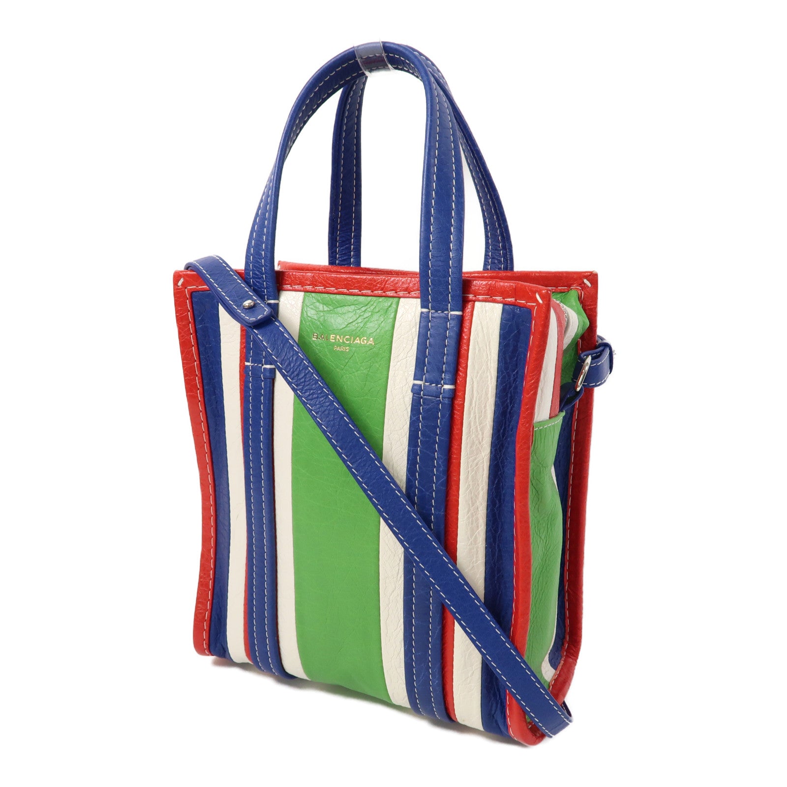 BALENCIAGA 【激減優惠】牛皮皮革Bazar Shopper XS Shoulder Bag銀扣手挽肩背兩用袋紅色/藍色/白色/綠色