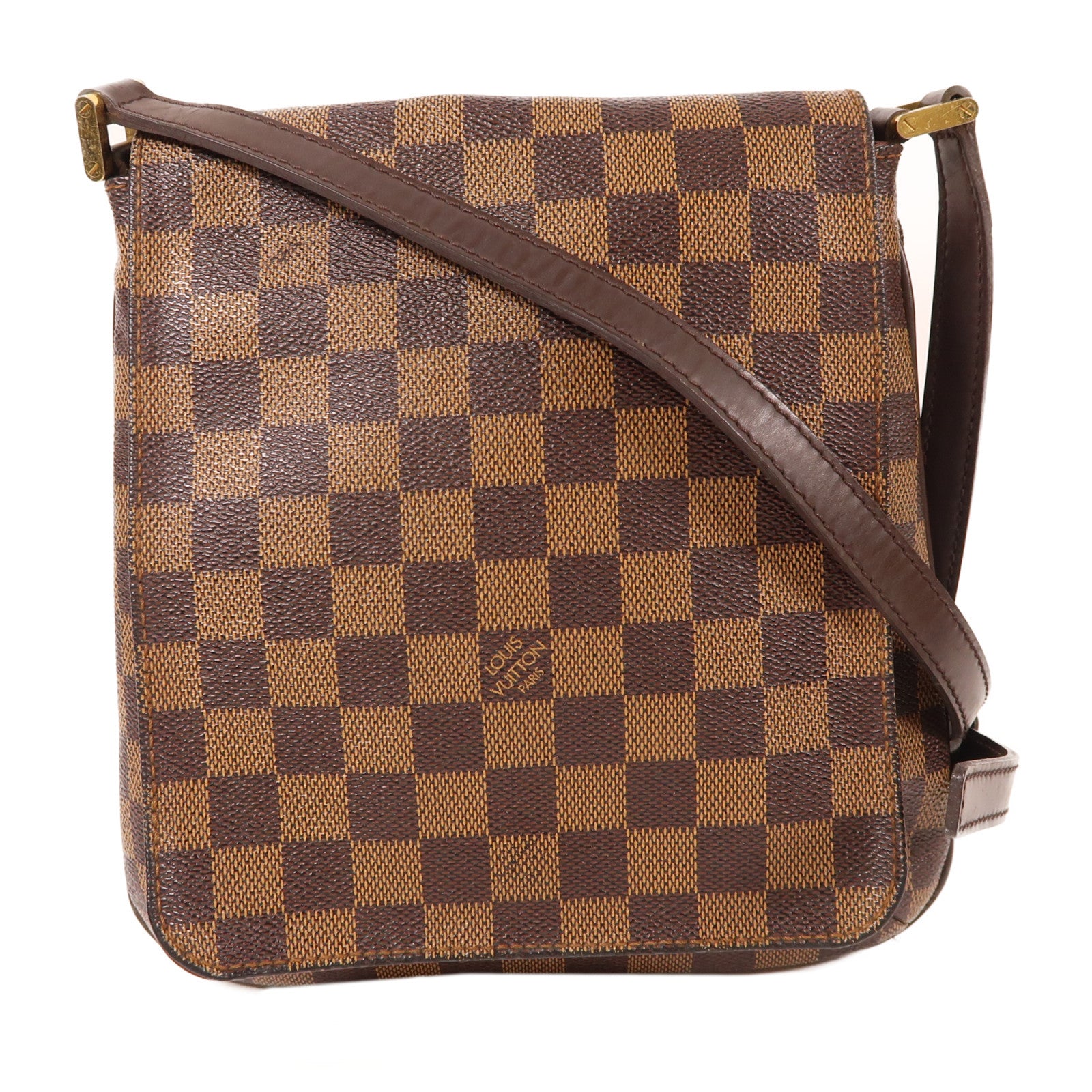 LOUIS VUITTON Damier Musette Salsa金扣肩背袋棕色
