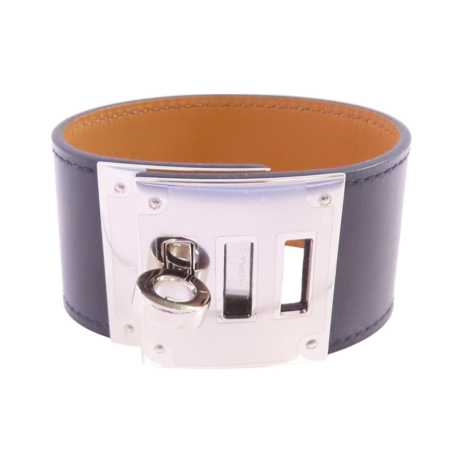 HERMES Box皮革Kelly Dog Bangle銀扣手鐲