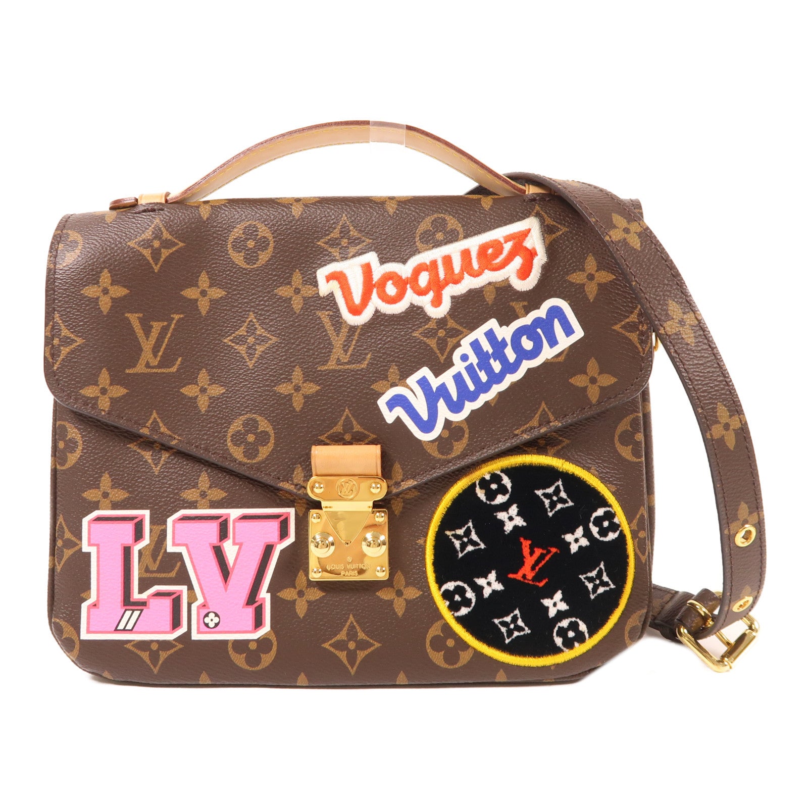 LOUIS VUITTON 【激減優惠】Monogram Patches Pochette Metis金扣手挽肩背兩用袋棕色