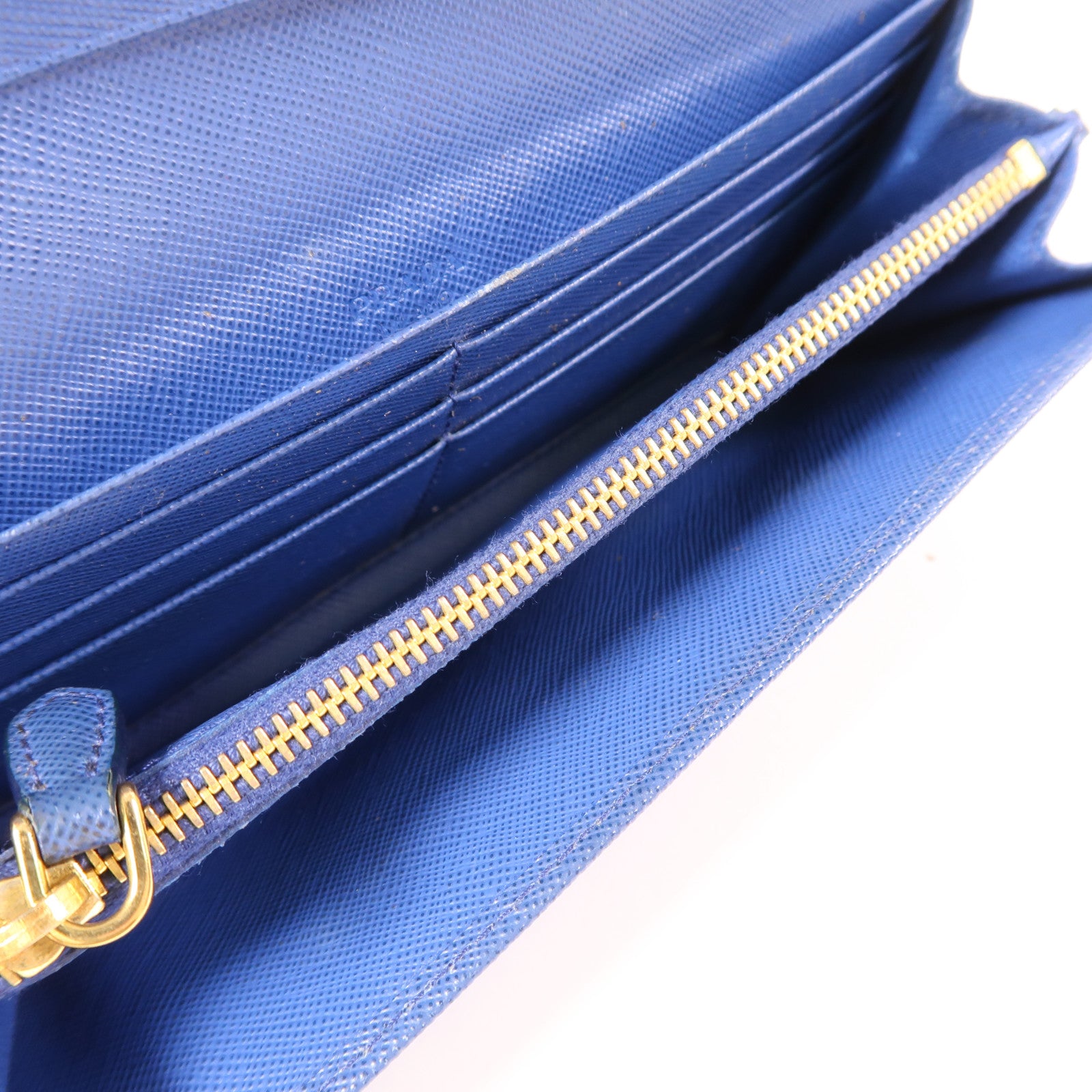 PRADA GHW Long Wallet 1M1132 Calfskin Leather Blue