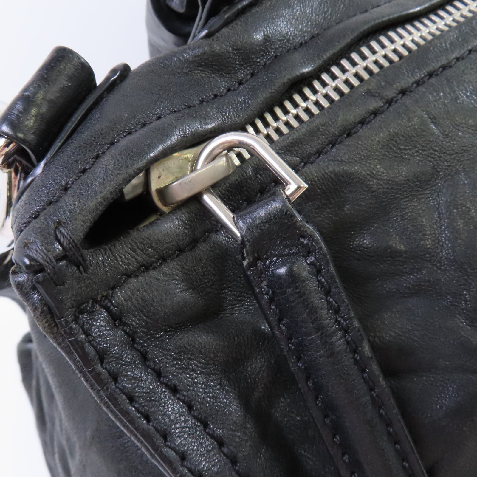 GIVENCHY 皮革Pandora Shoulder Bag銀扣手挽肩背兩用袋黑色