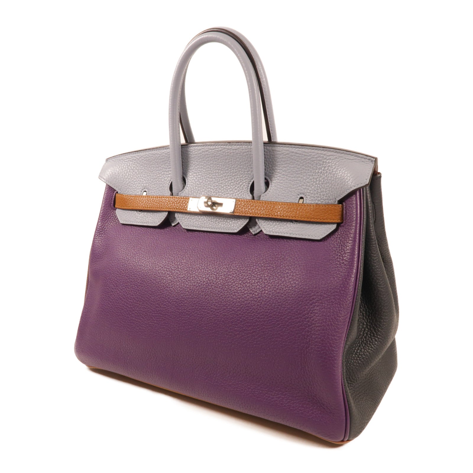 HERMES Clemence皮革Birkin 35銀扣手挽袋 Anemone