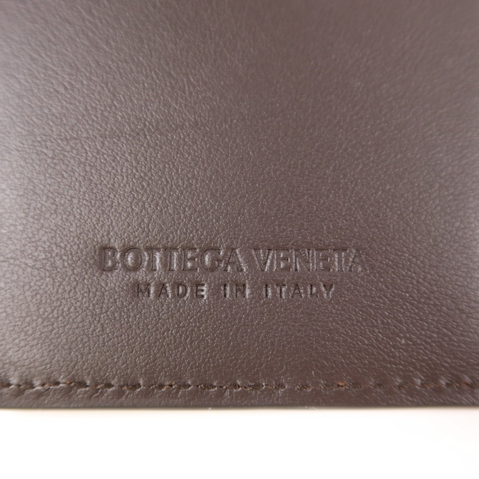 BOTTEGA VENETA BV Flap Card Case Calfskin Leather Dark Brown