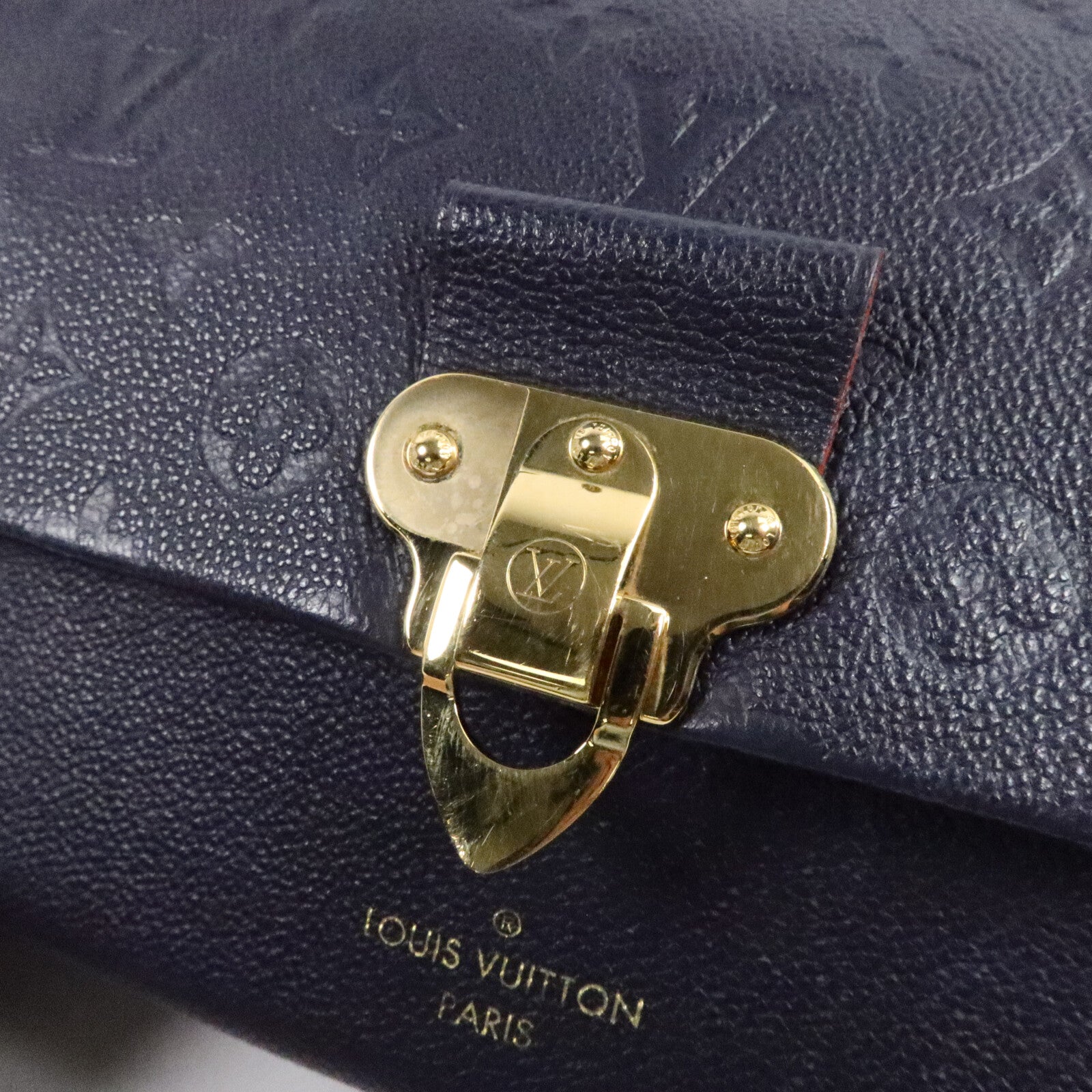 LOUIS VUITTON Monogram Empreinte Vavin PM金扣肩背袋深藍色