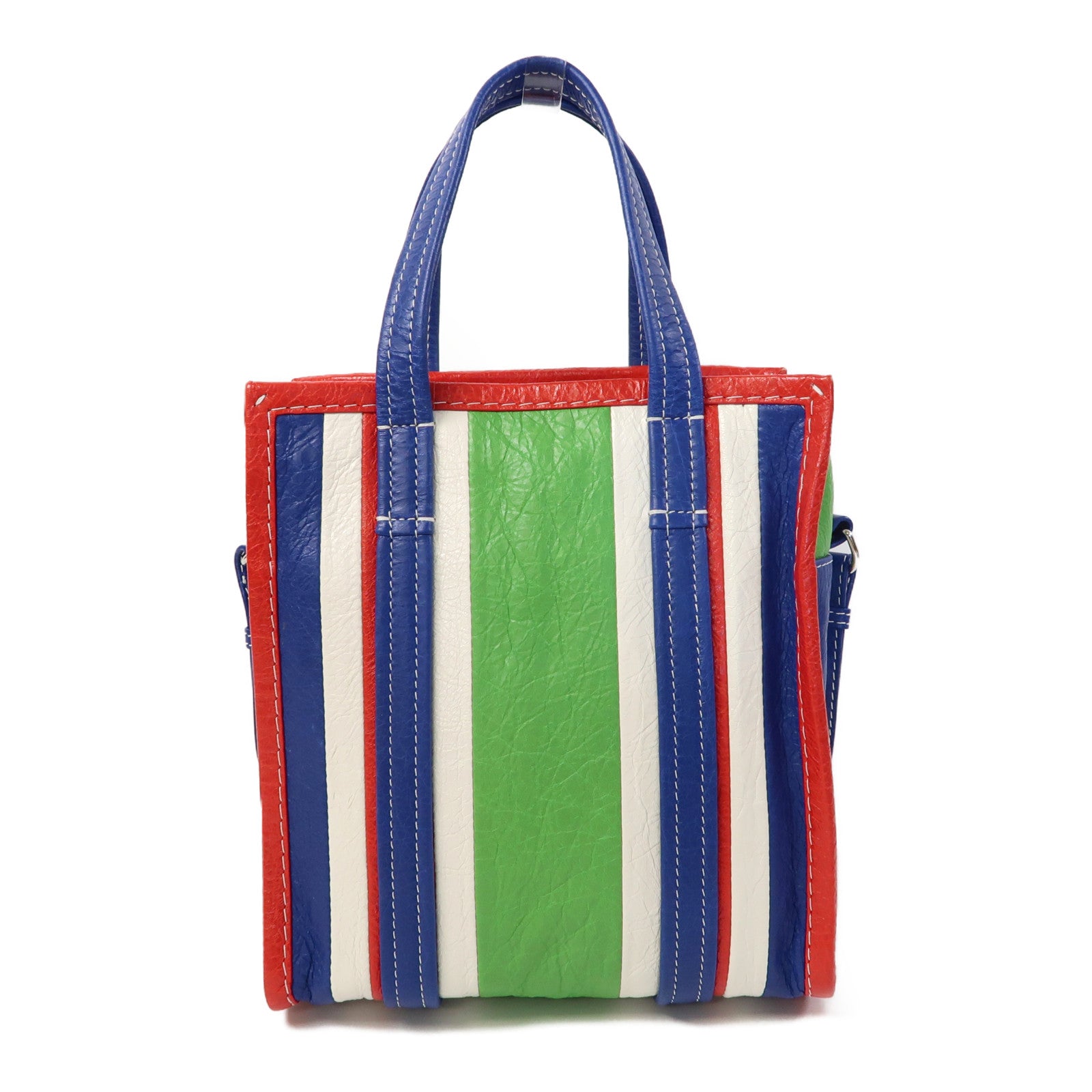 BALENCIAGA 【激減優惠】牛皮皮革Bazar Shopper XS Shoulder Bag銀扣手挽肩背兩用袋紅色/藍色/白色/綠色