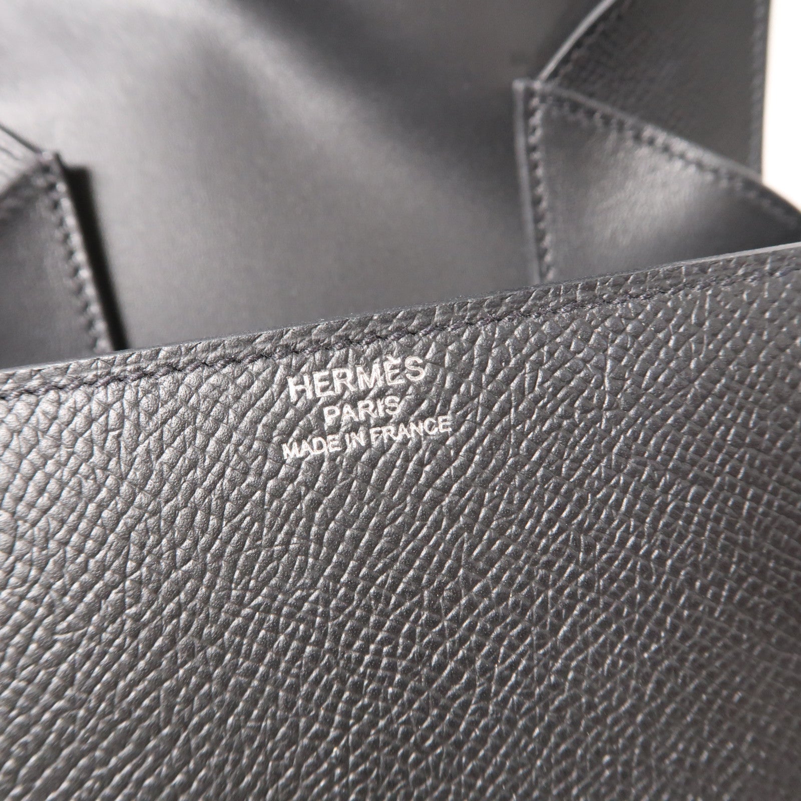 HERMES Epsom皮革Mini Della Cavalleria Bag銀扣肩背袋黑色