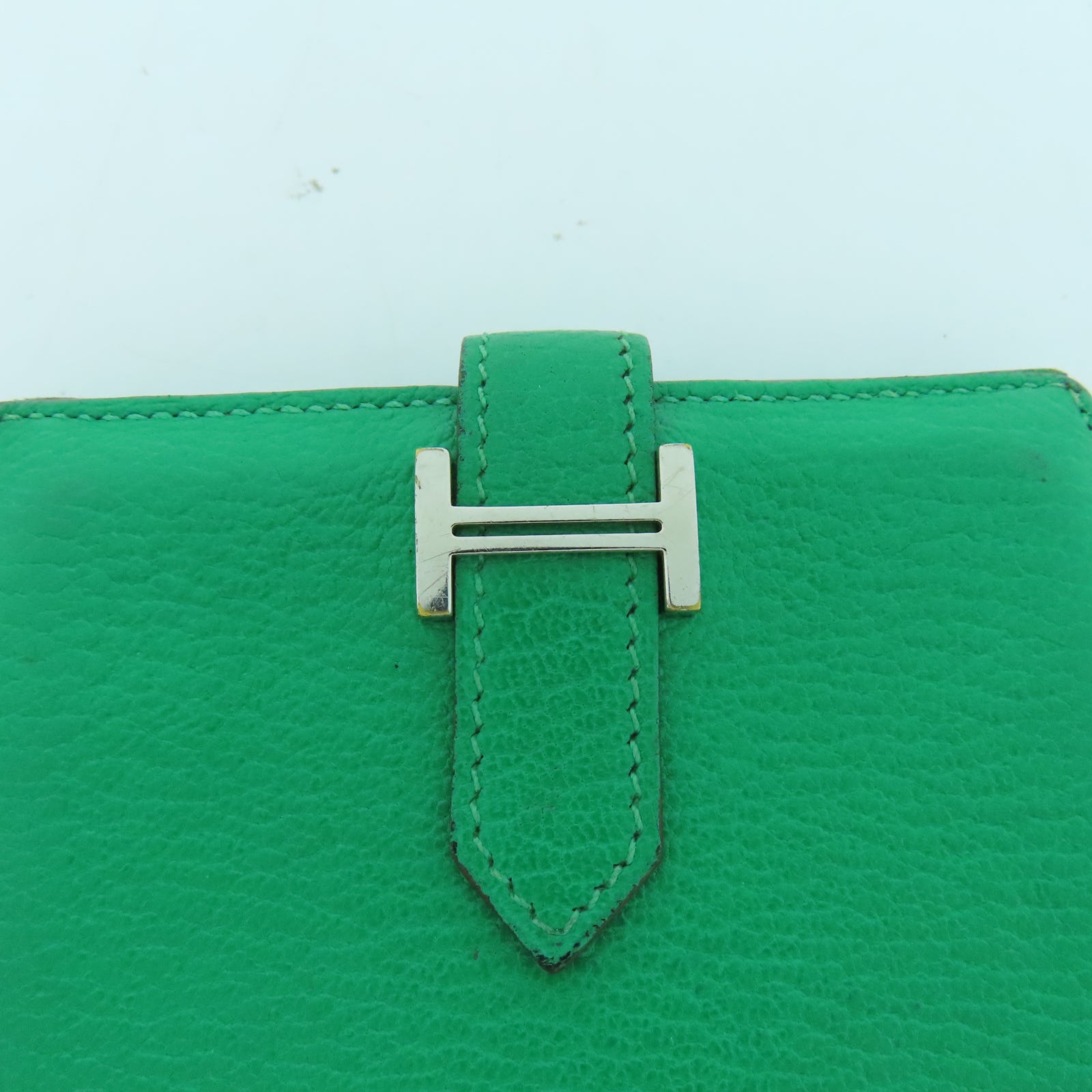 HERMES 【激減優惠】Chevre皮革Bearn Card Case銀扣卡片套綠色