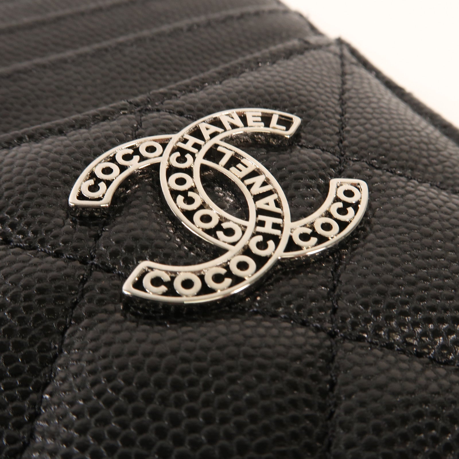 CHANEL 牛皮皮革Card Holder銀扣卡片套
