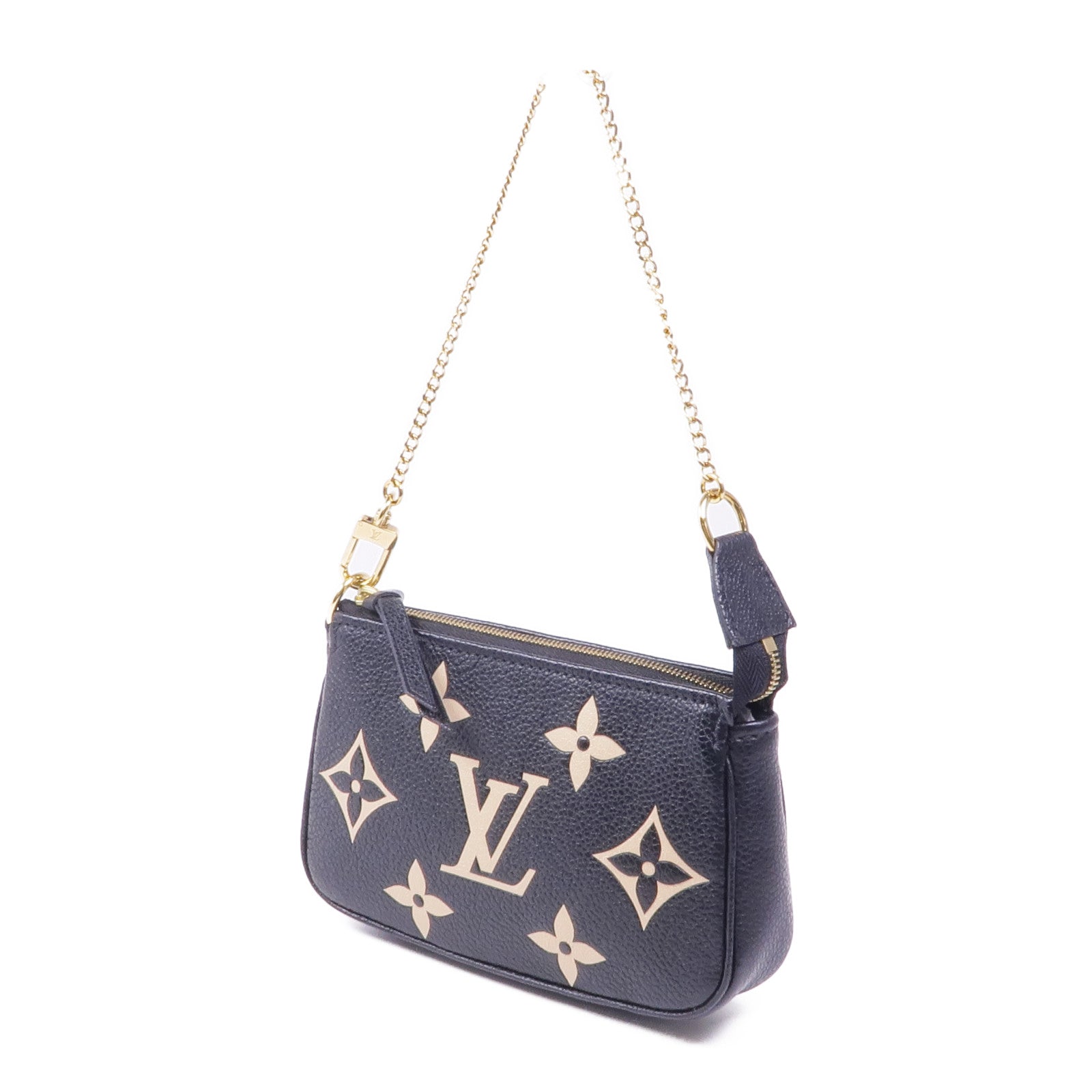 LOUIS VUITTON Monogram Empreinte Mini Pochette金扣鏈帶手挽袋