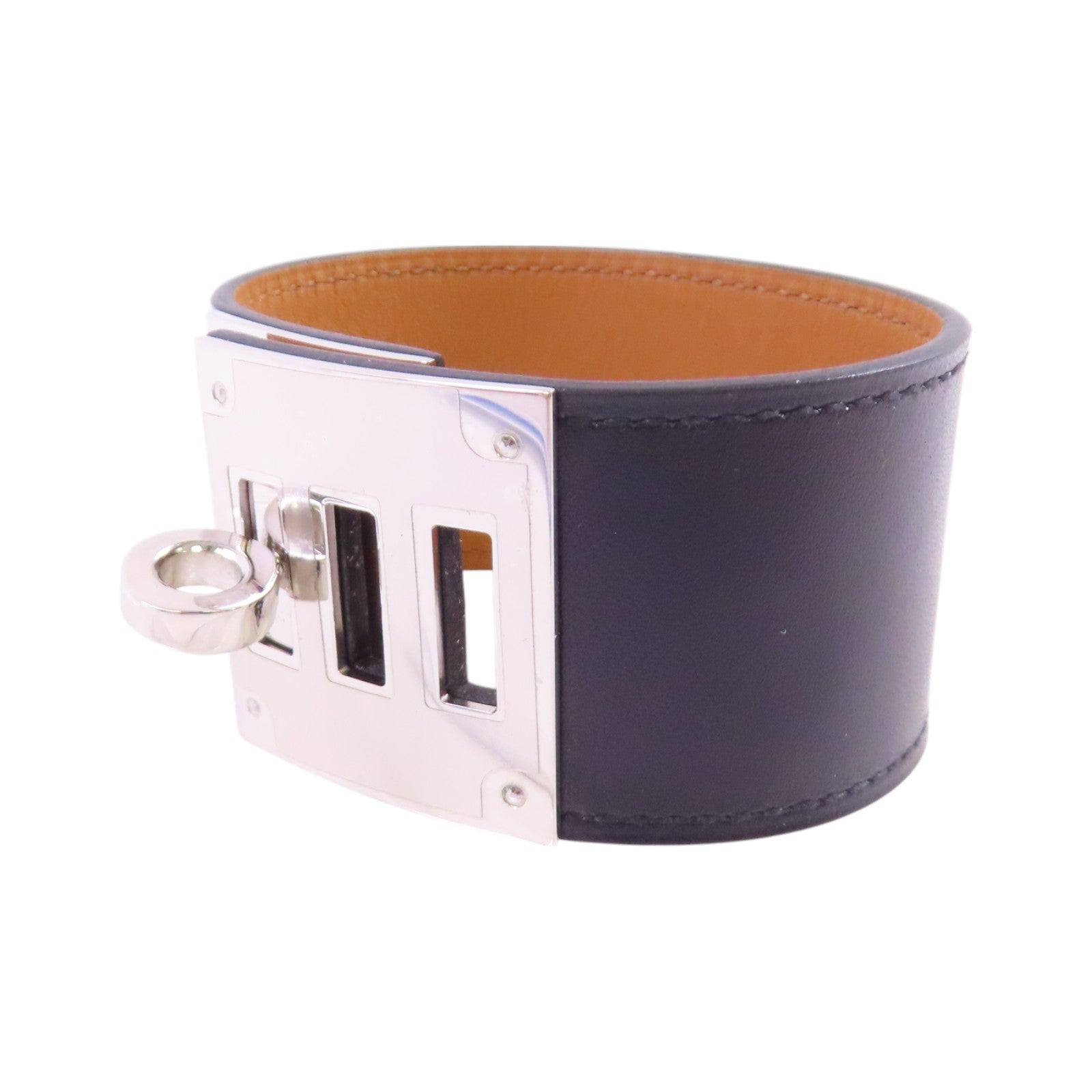 HERMES Box皮革Kelly Dog Bangle銀扣手鐲