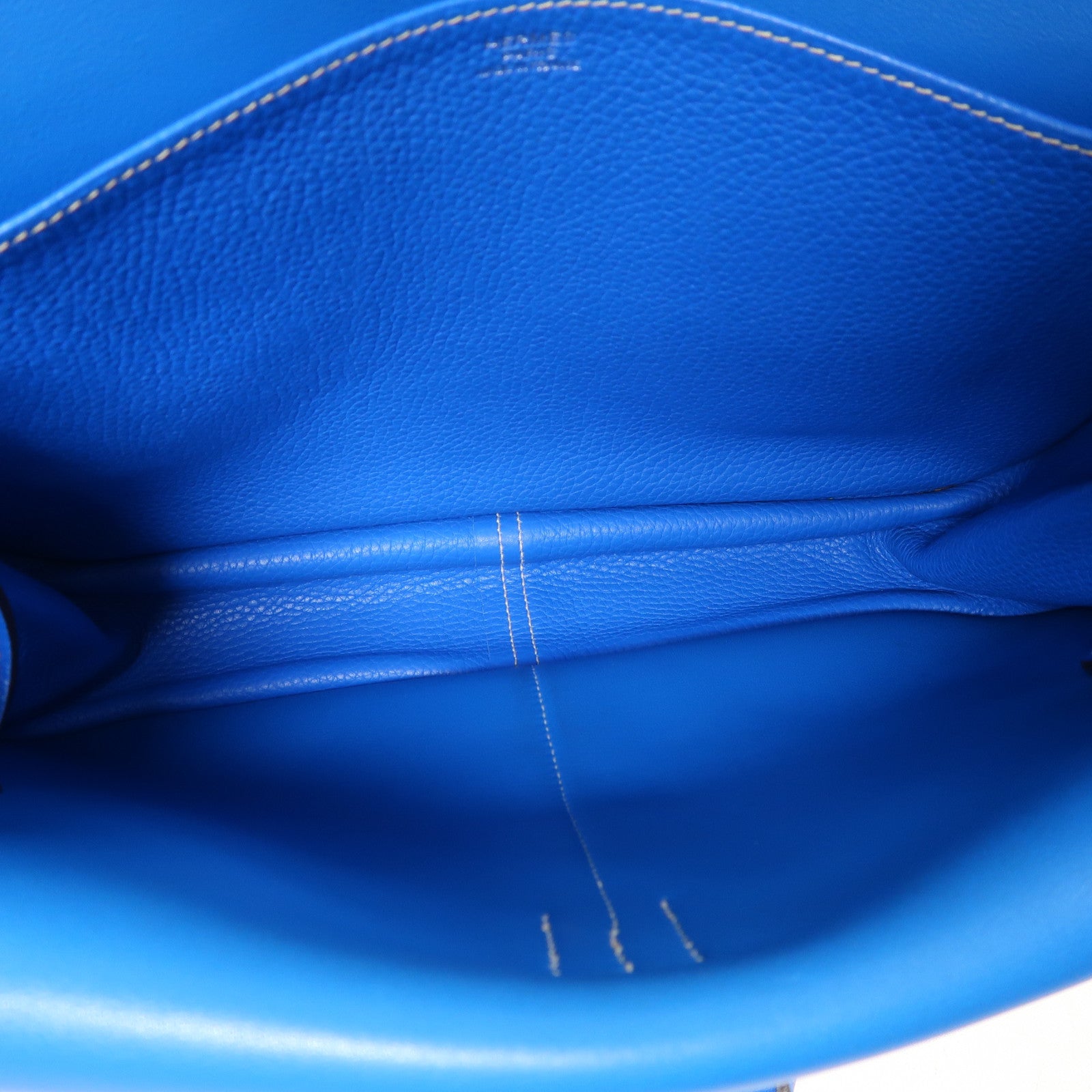 HERMES Clemence皮革Halzan 31銀扣手挽肩背兩用袋Bleu Zanzibar/藍色