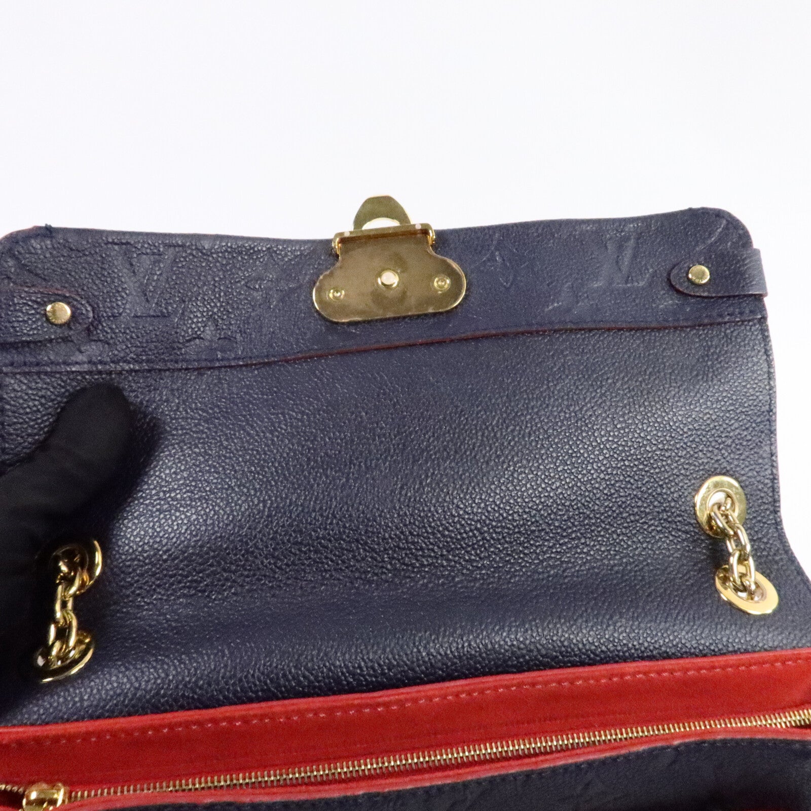 LOUIS VUITTON Monogram Empreinte Vavin PM金扣肩背袋深藍色
