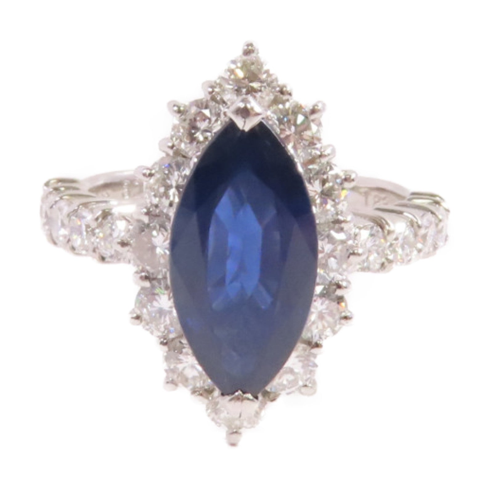 JEWELRY PT900鉑金/3.21ct藍寶石/1.83ct鑽石Sapphire Diamond Ring戒指US#6.75