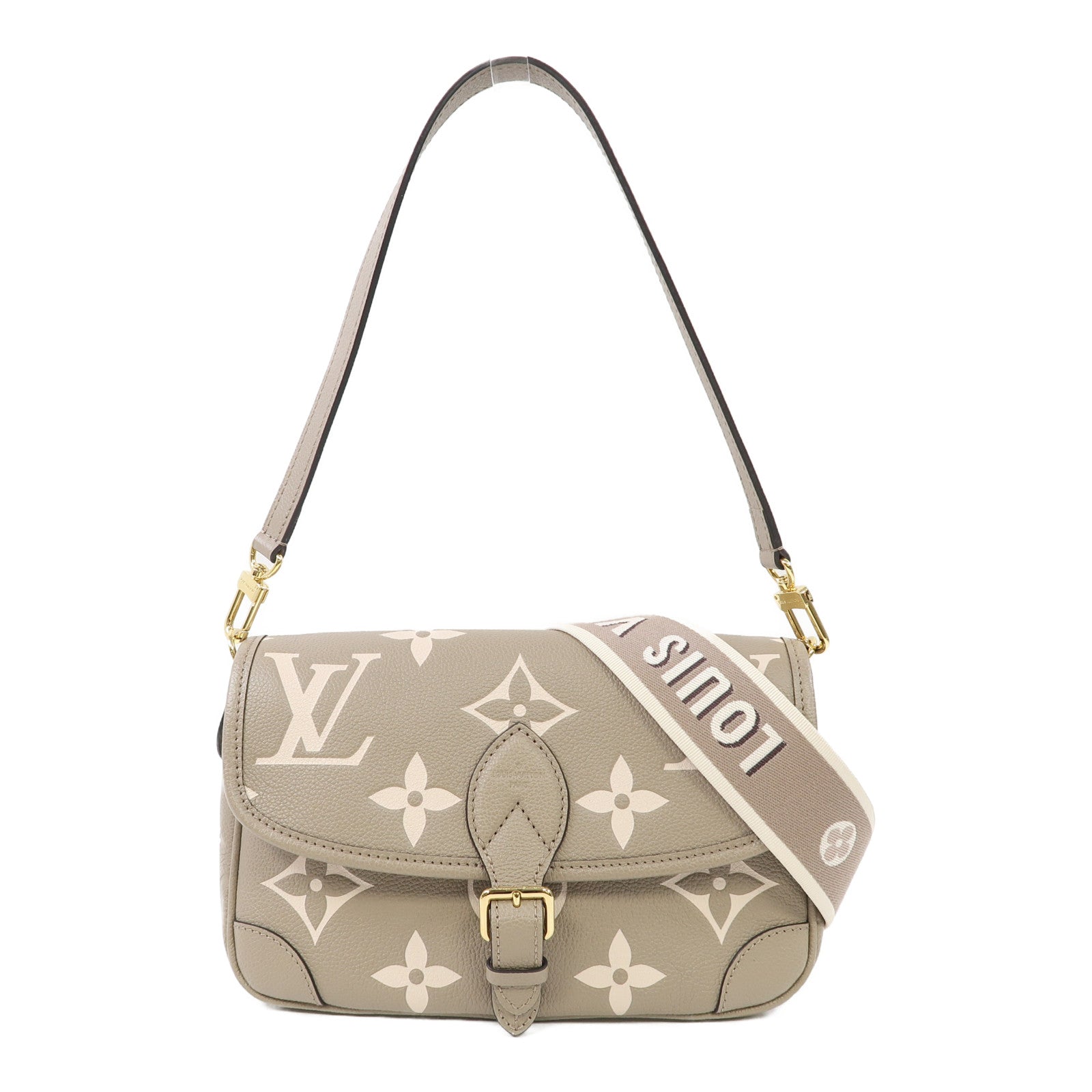 LOUIS VUITTON Monogram Empereinte Diane金扣肩背袋卡其色